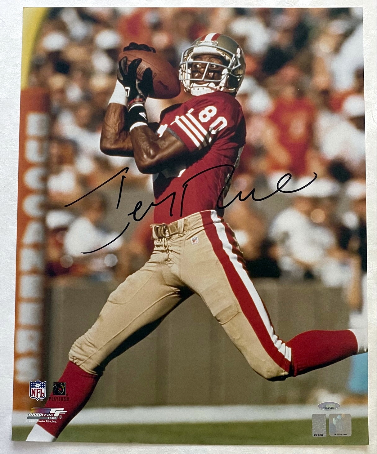 Jerry Rice Signed San Francisco 49ers Pass Completion 16x20 Photo