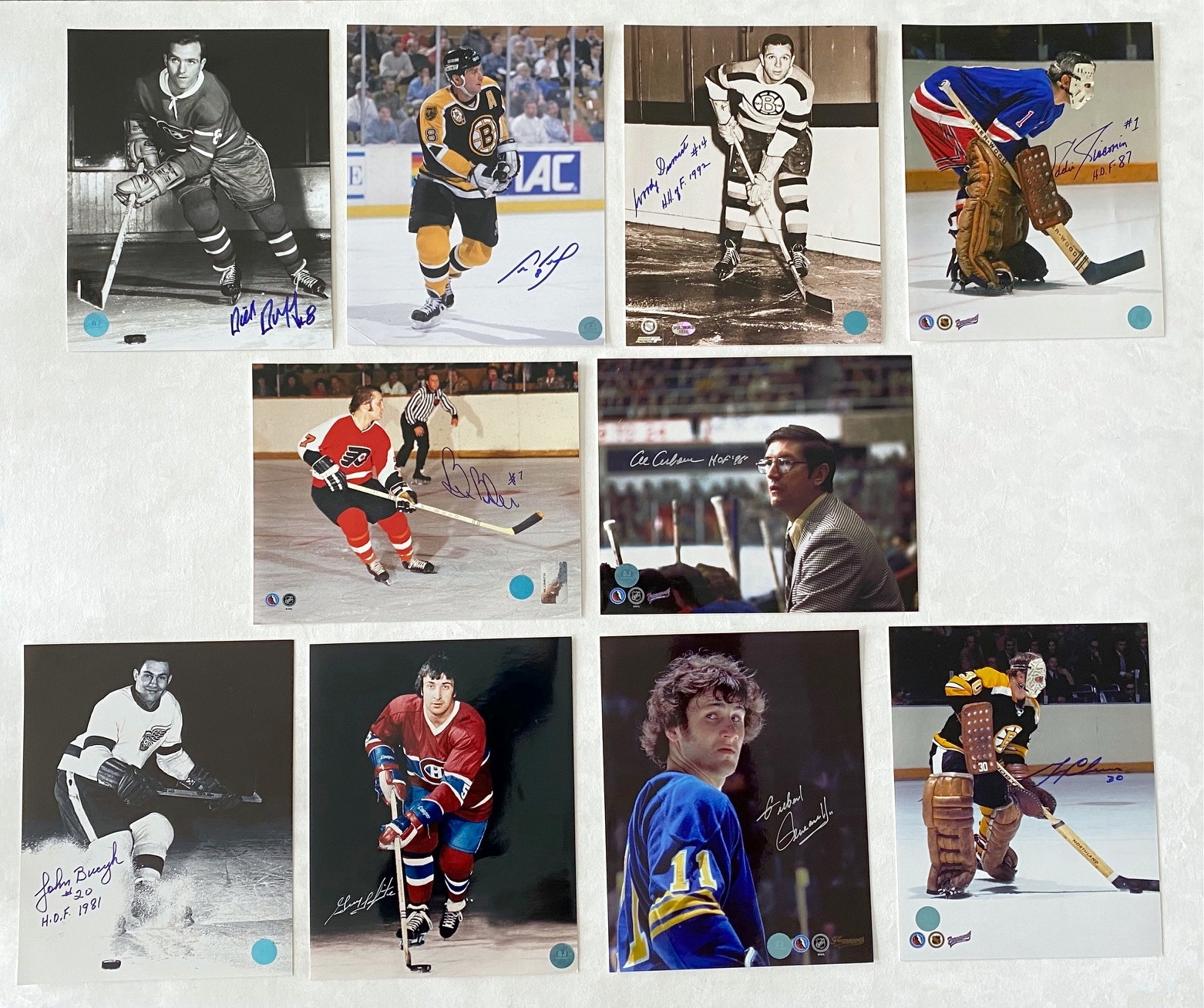 Hockey Hall of Famer Lot of 10 Signed 8x10 Photos - Neely, Perreault, Cheevers