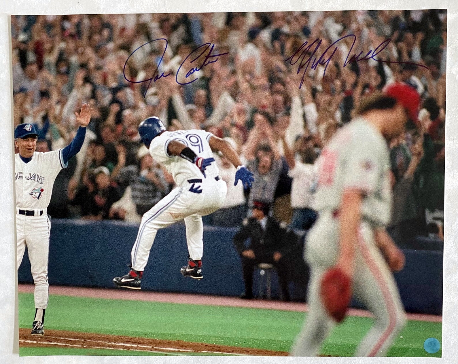 Joe Carter & Mitch Williams Signed 1993 World Series Home Run 16x20 Photo
