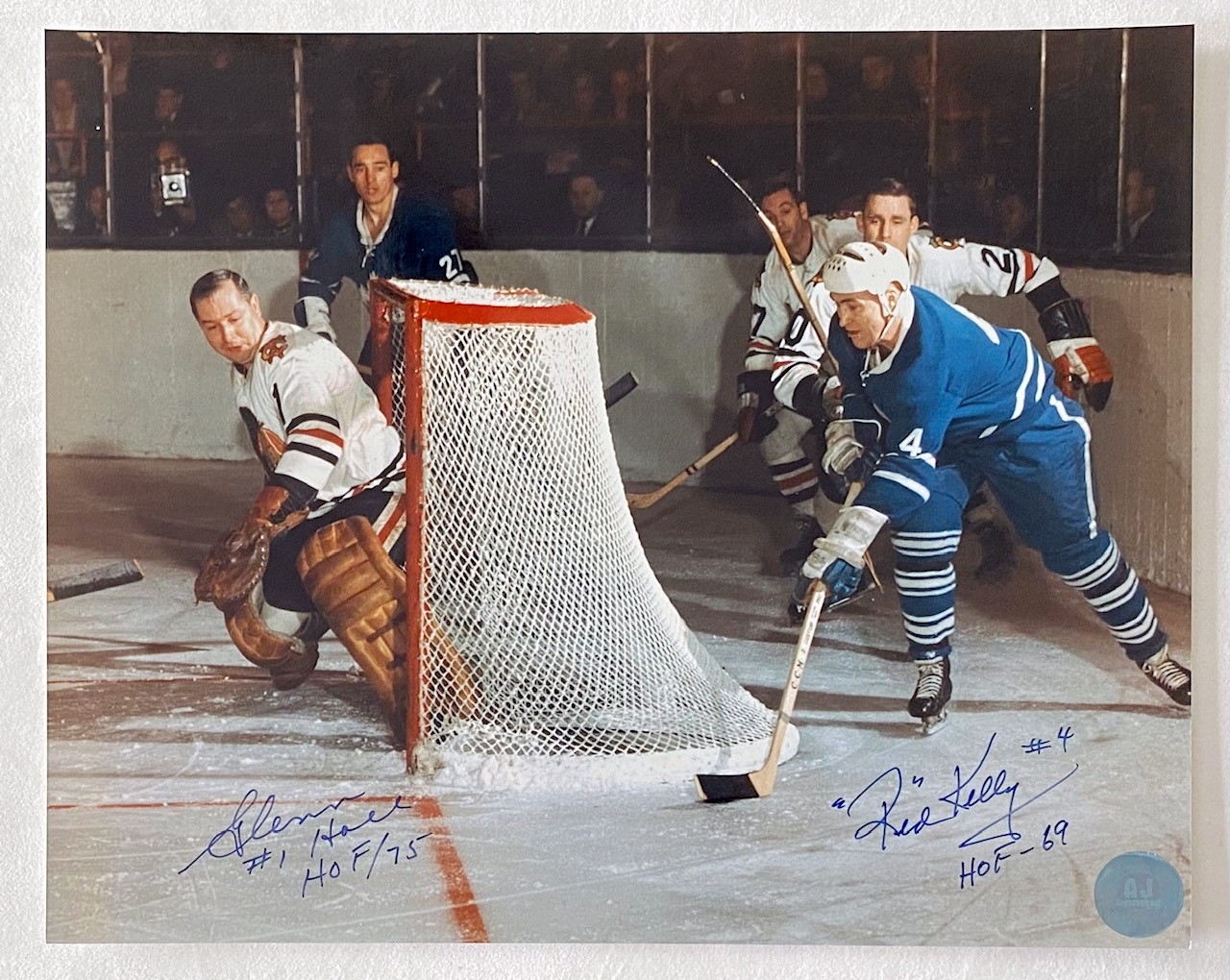 Glenn Hall vs Red Kelly Dual Signed Original 6 Rivalry 8x10 Photo With HOF Notes
