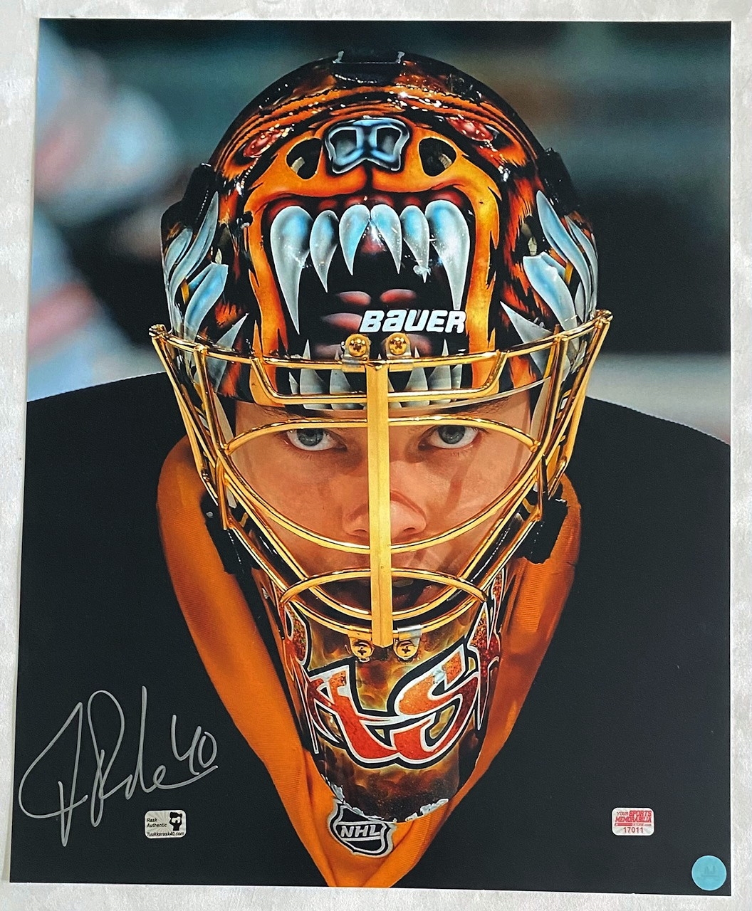 Tuukka Rask Signed Boston Bruins Goalie Mask Close-Up 16x20 Photo