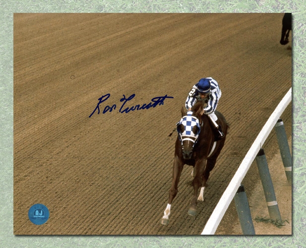 Secretariat Belmont Stakes Overhead Ron Turcotte Autographed 8x10 Photo