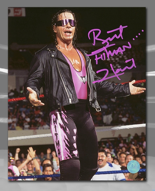 Bret Hitman Hart WWE Autographed Wrestling Sunglasses 8x10 Photo