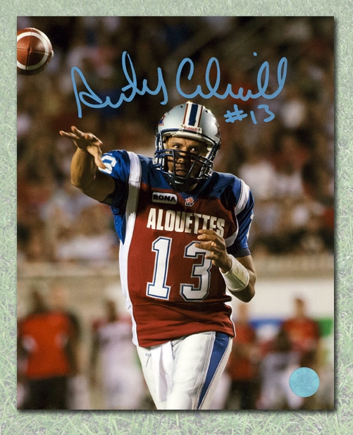 Anthony Calvillo Montreal Alouettes Signed Close-Up Passing 8x10 Photo