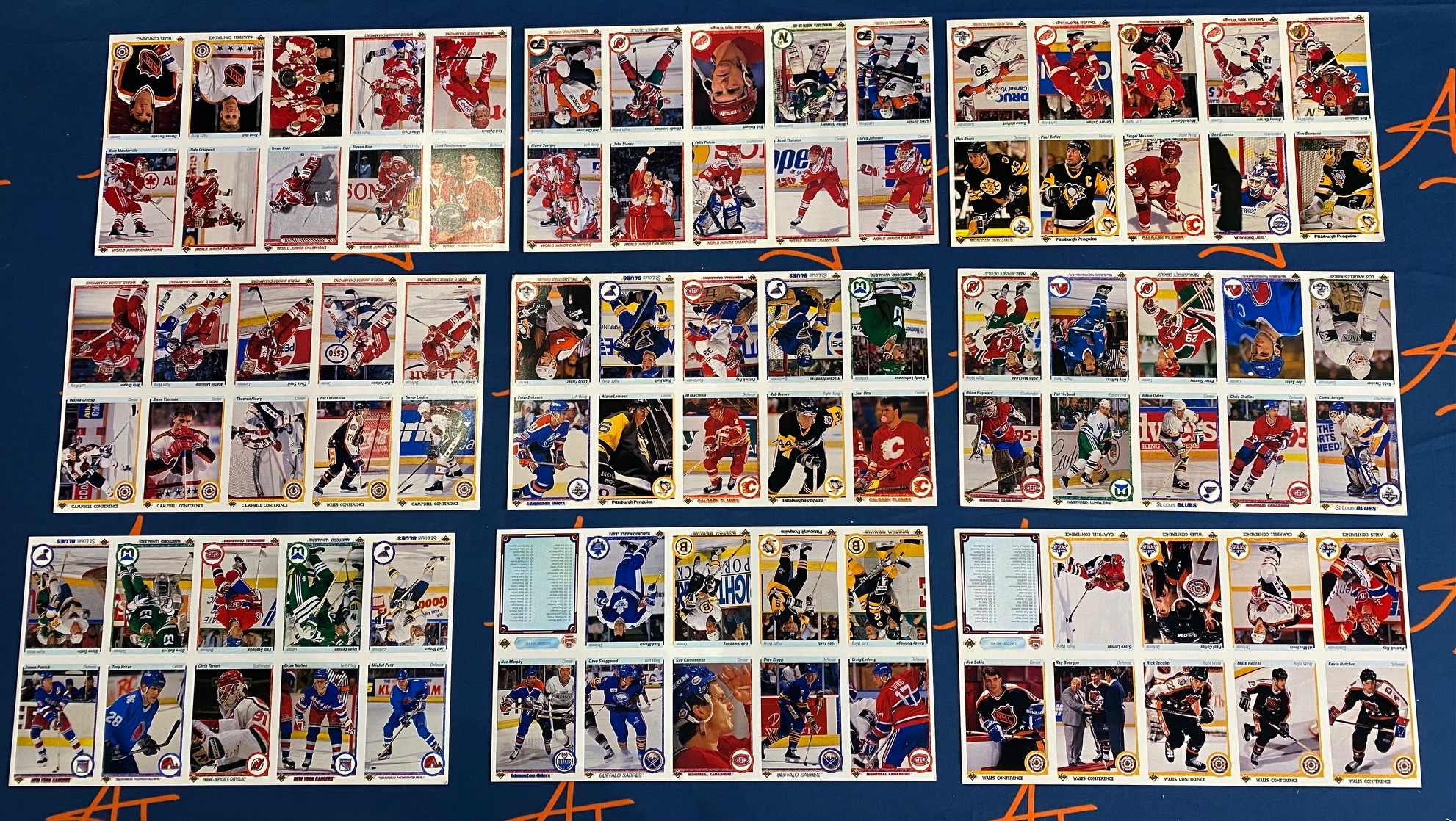 1990-91 Upper Deck Hockey 53 Uncut Sheets of 10 Trading Cards Each