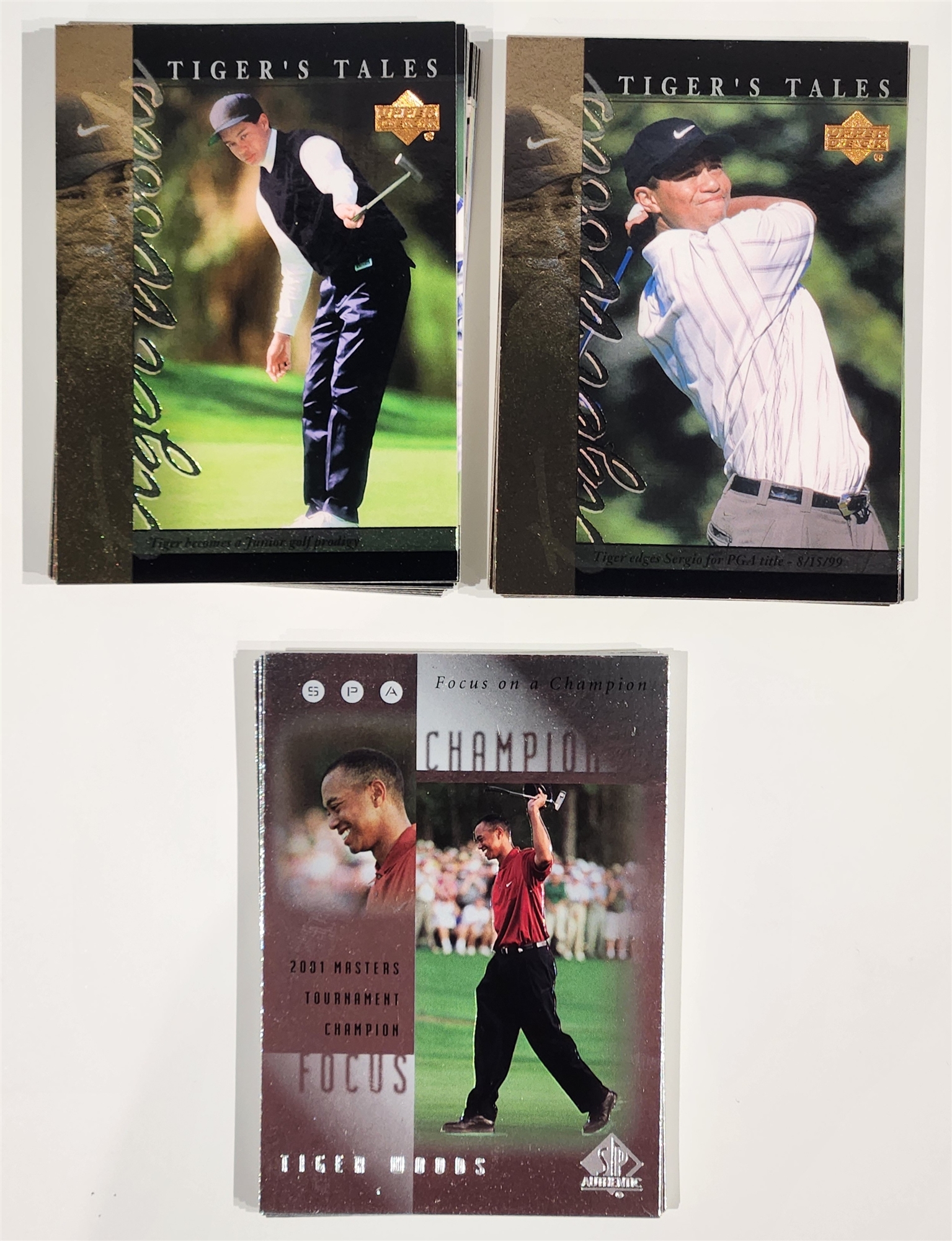 Tiger Woods 2001 Upper Deck PGA Golf Trading Cards Lot Of 2 Insert Sets 