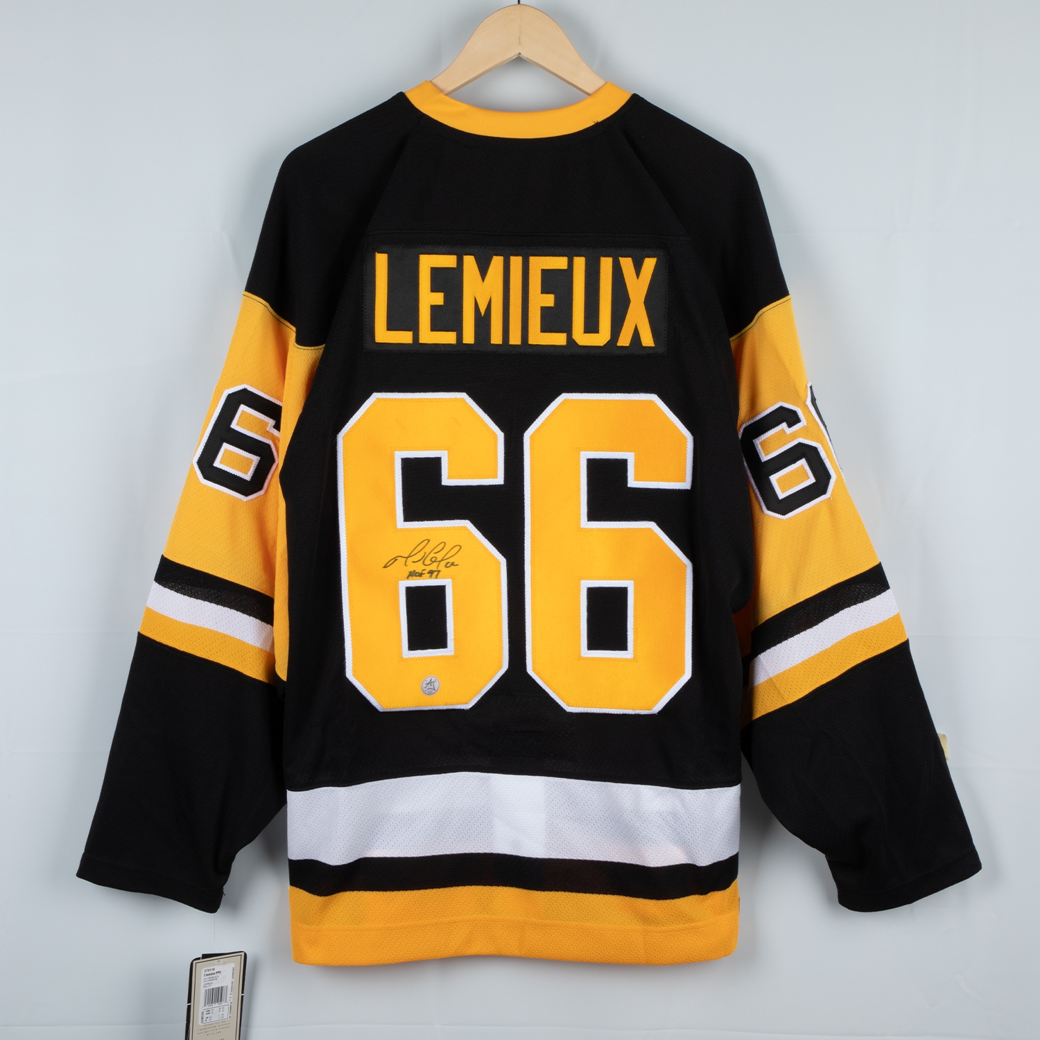 Mario Lemieux Signed Pittsburgh Penguins Adidas Classic Jersey With HOF Note