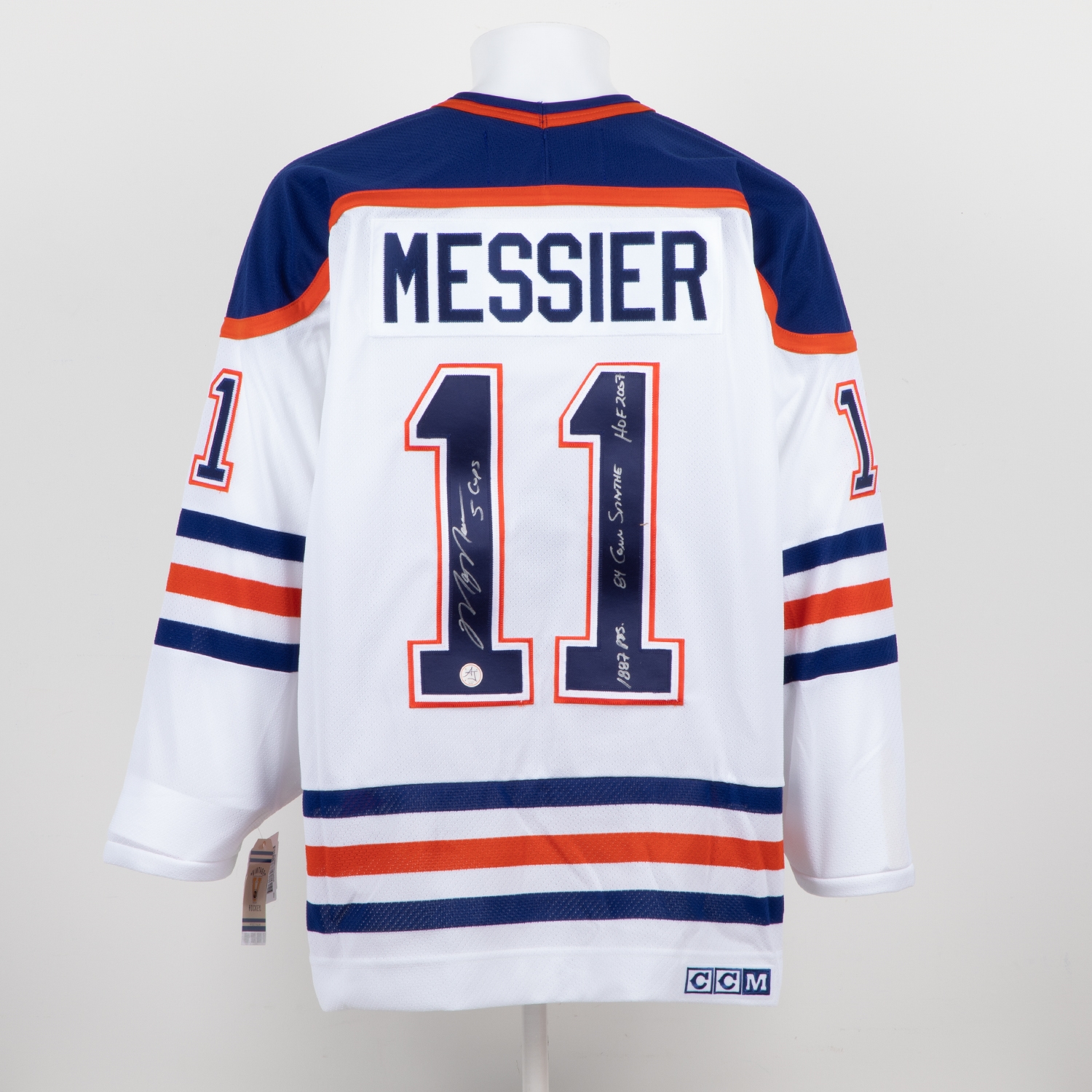 Mark Messier Signed Edmonton Oilers Vintage CCM Career Stats Jersey