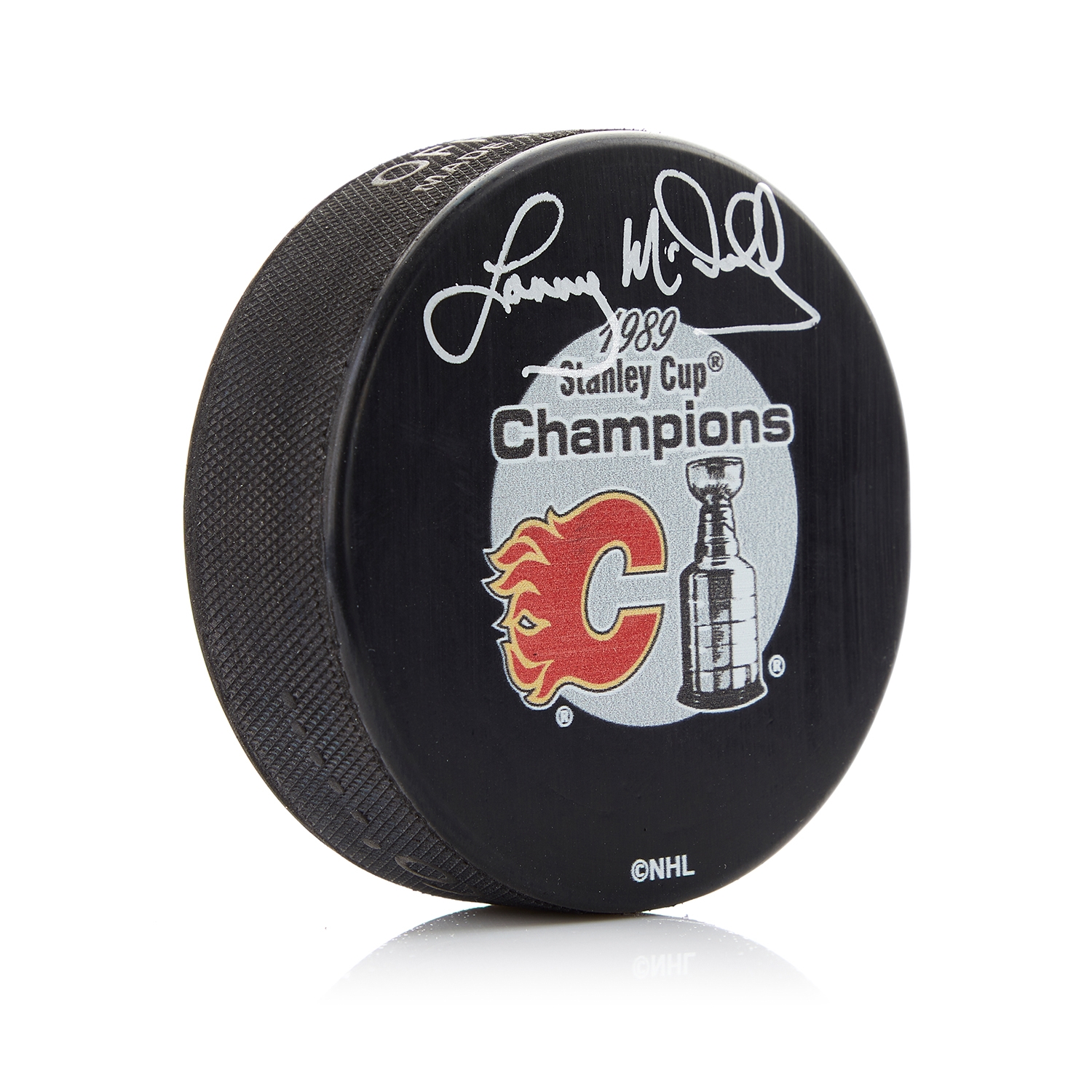 Lanny McDonald Signed 1989 Calgary Flames Stanley Cup Champion Puck