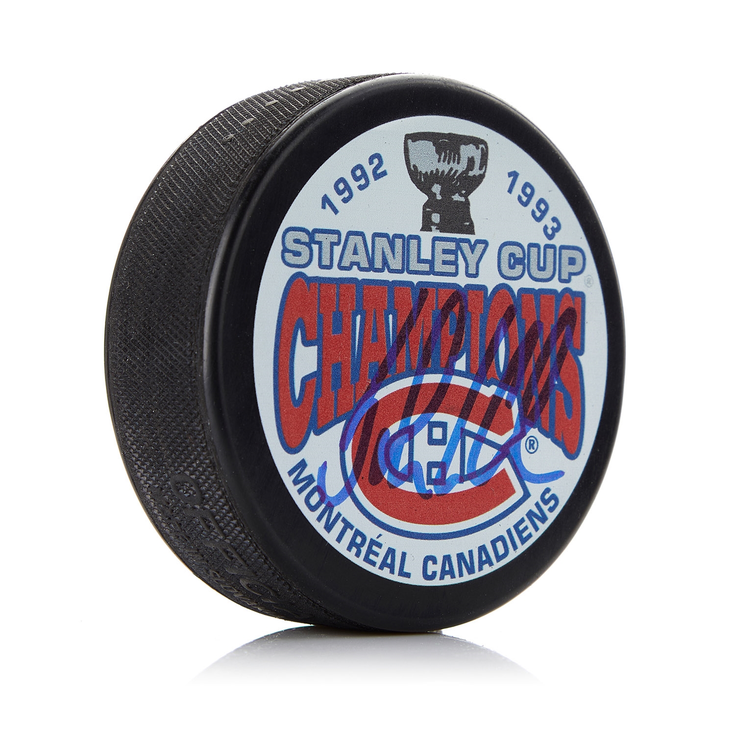 John LeClair Montreal Canadiens Signed 1993 Stanley Cup Champs Puck