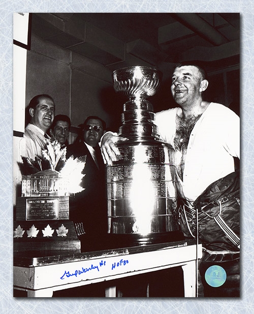 Gump Worsley Montreal Canadiens Autographed Stanley Cup 8x10 Photo