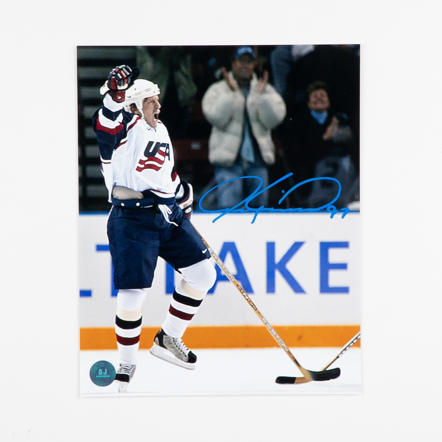 Jeremy Roenick Autographed Team USA Celebration 8x10 Photo