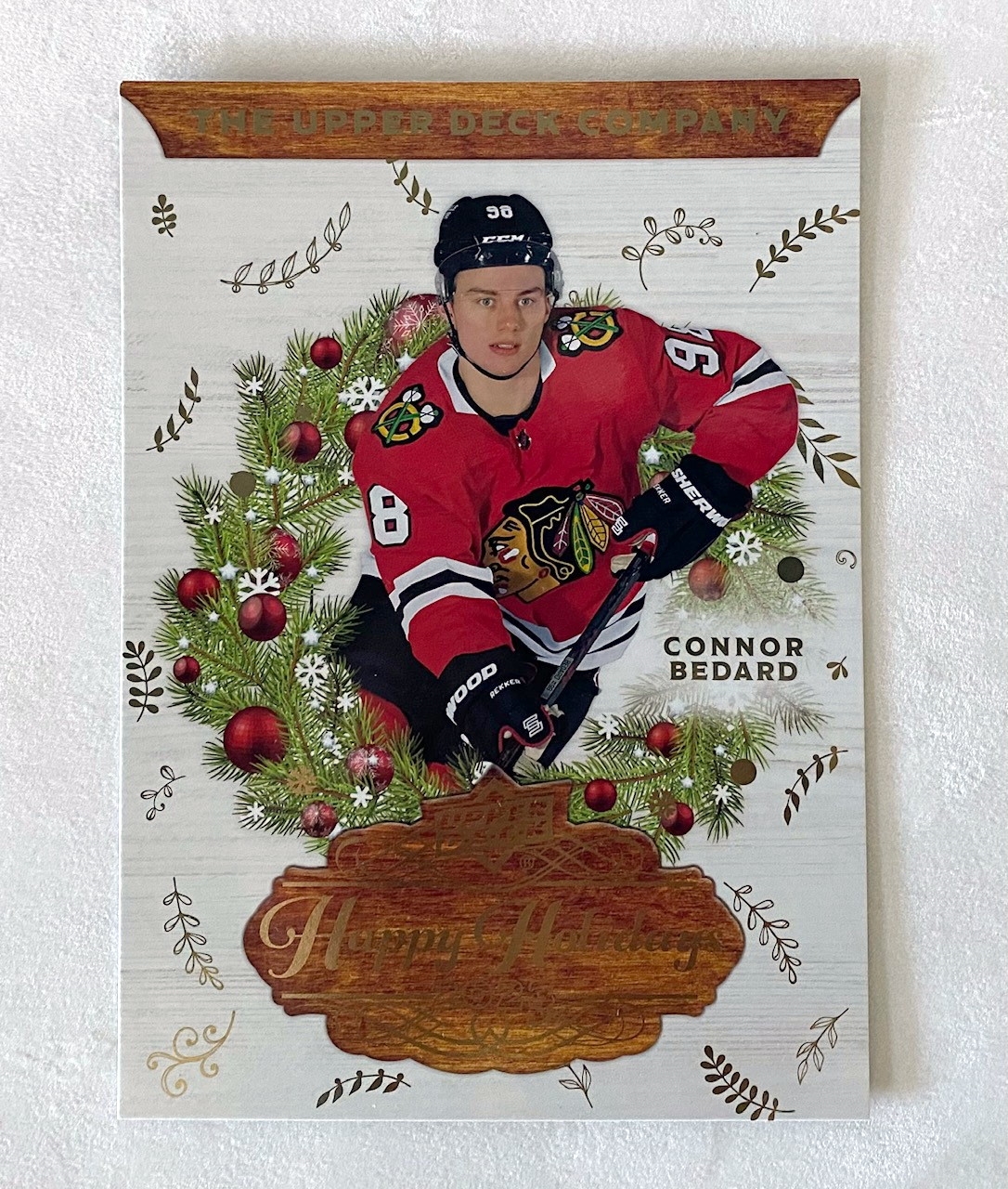 Connor Bedard 2023-24 Upper Deck Happy Holidays Christmas Promotional 5x7 Card