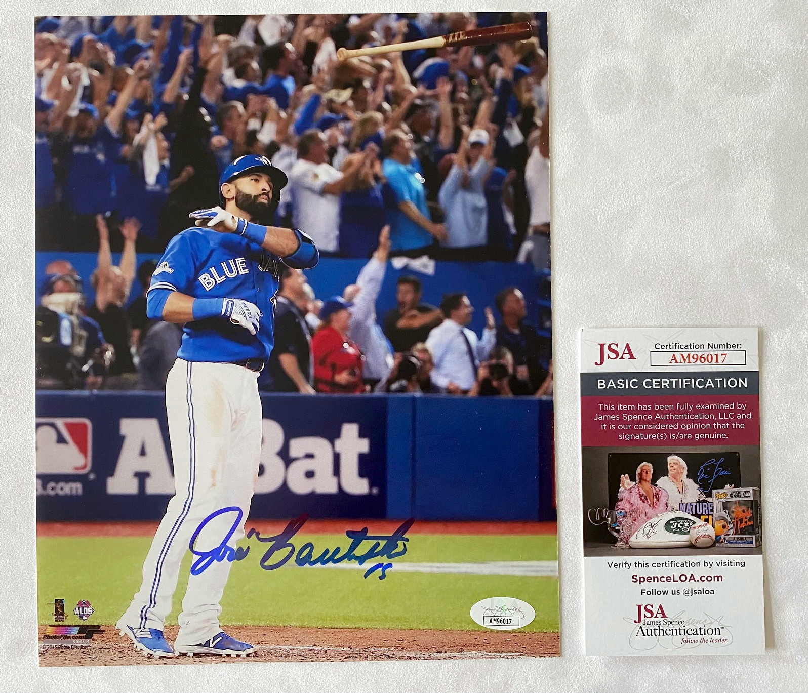 Lot Detail - Jose Bautista Toronto Blue Jays Signed Bat Flip 8x10 Photo