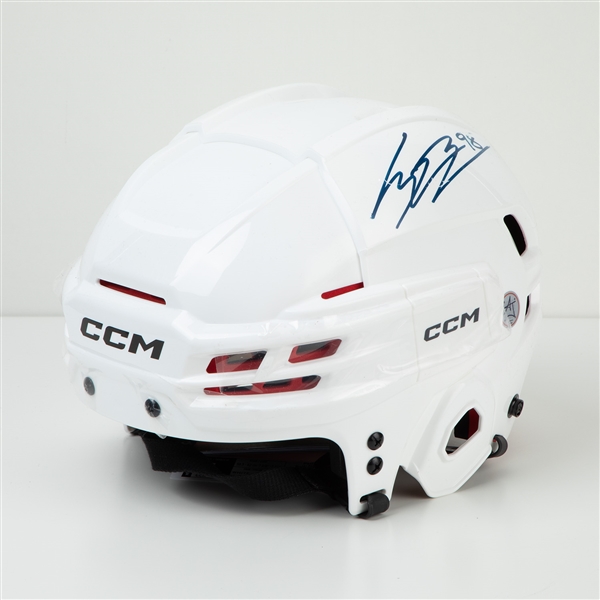 Connor Bedard Autographed White CCM Tacks Helmet (Flawed)