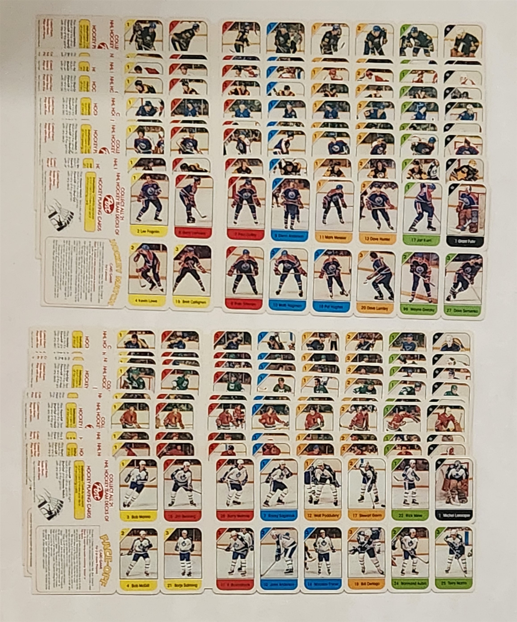 1982-83 Post Cereal NHL Mini Trading Cards Complete Set Of Uncut Sheets