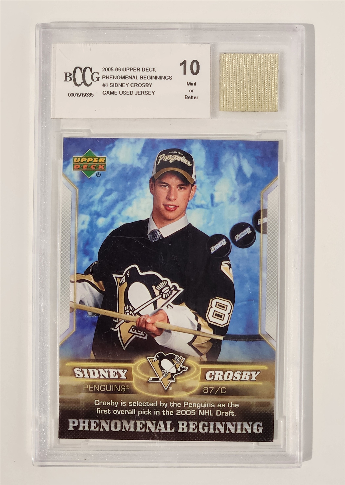 2005-06 Upper Deck Phenomenal Beginnings Sidney Crosby Game Used Jersey Card