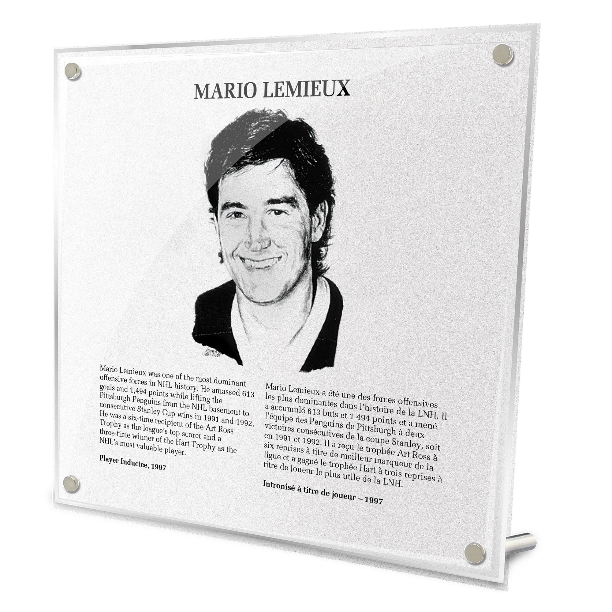 Mario Lemieux Replica Hockey Hall of Fame Plaque 