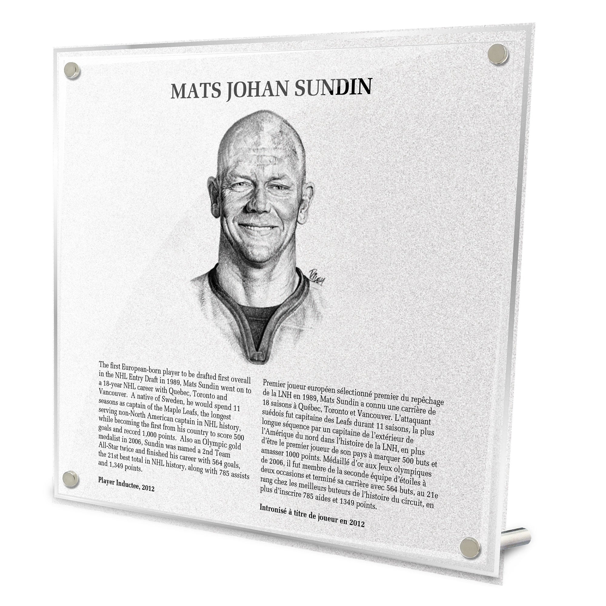 Mats Sundin Replica Hockey Hall of Fame Plaque 