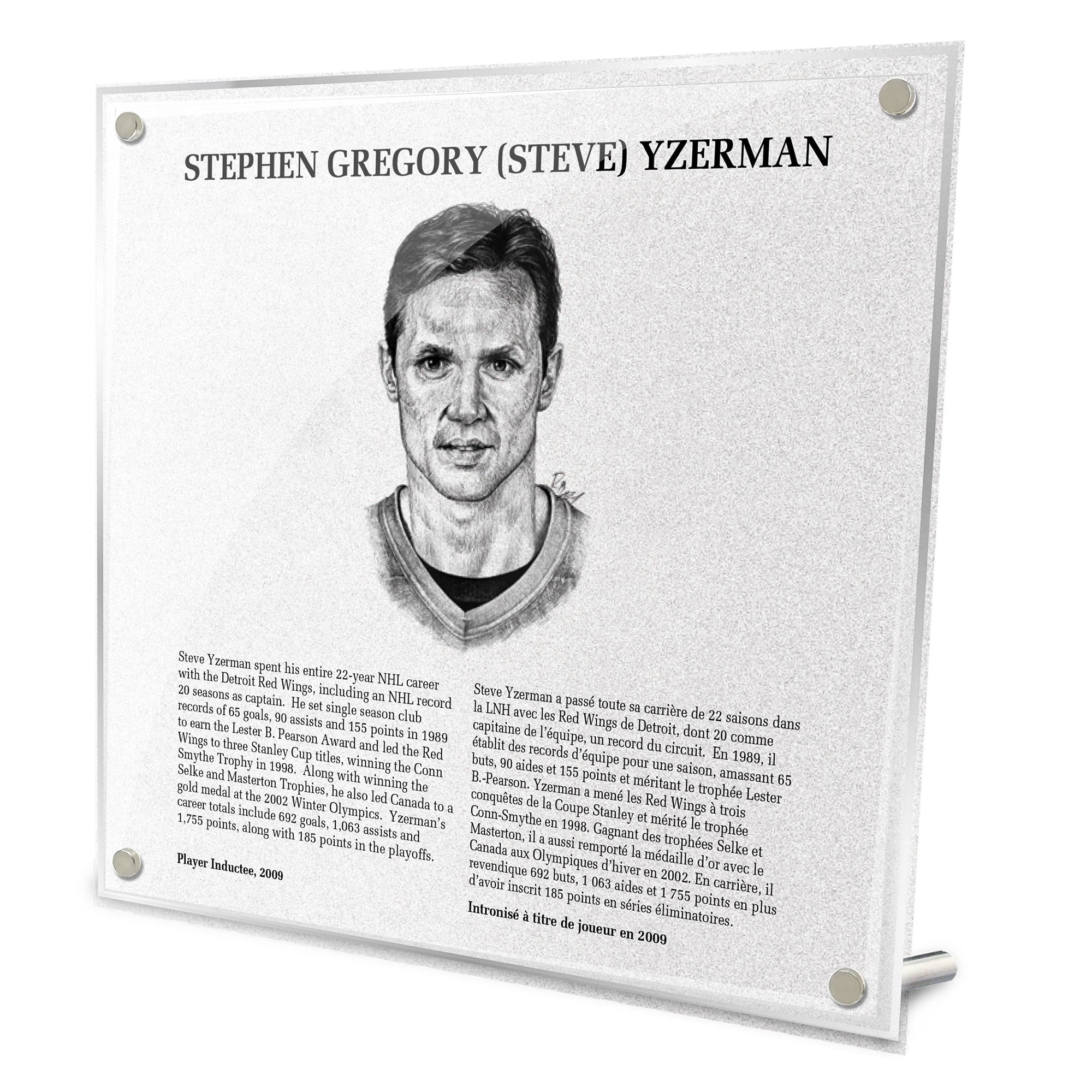 Steve Yzerman Replica Hockey Hall of Fame Plaque 