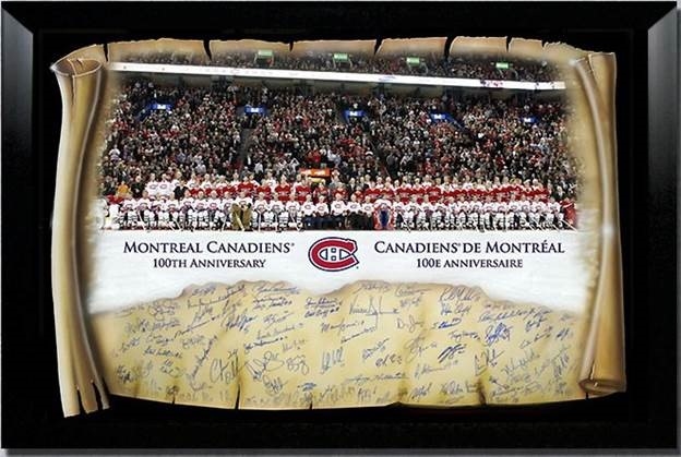 Montreal Canadiens Centennial Season 100 Player Signed 41x58 Frame