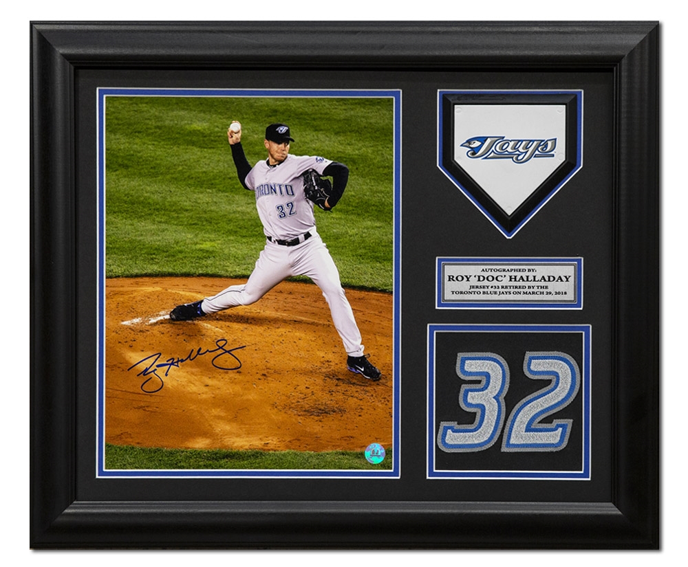 Roy Halladay Toronto Blue Jays Autographed 20x24 Retired Number Frame