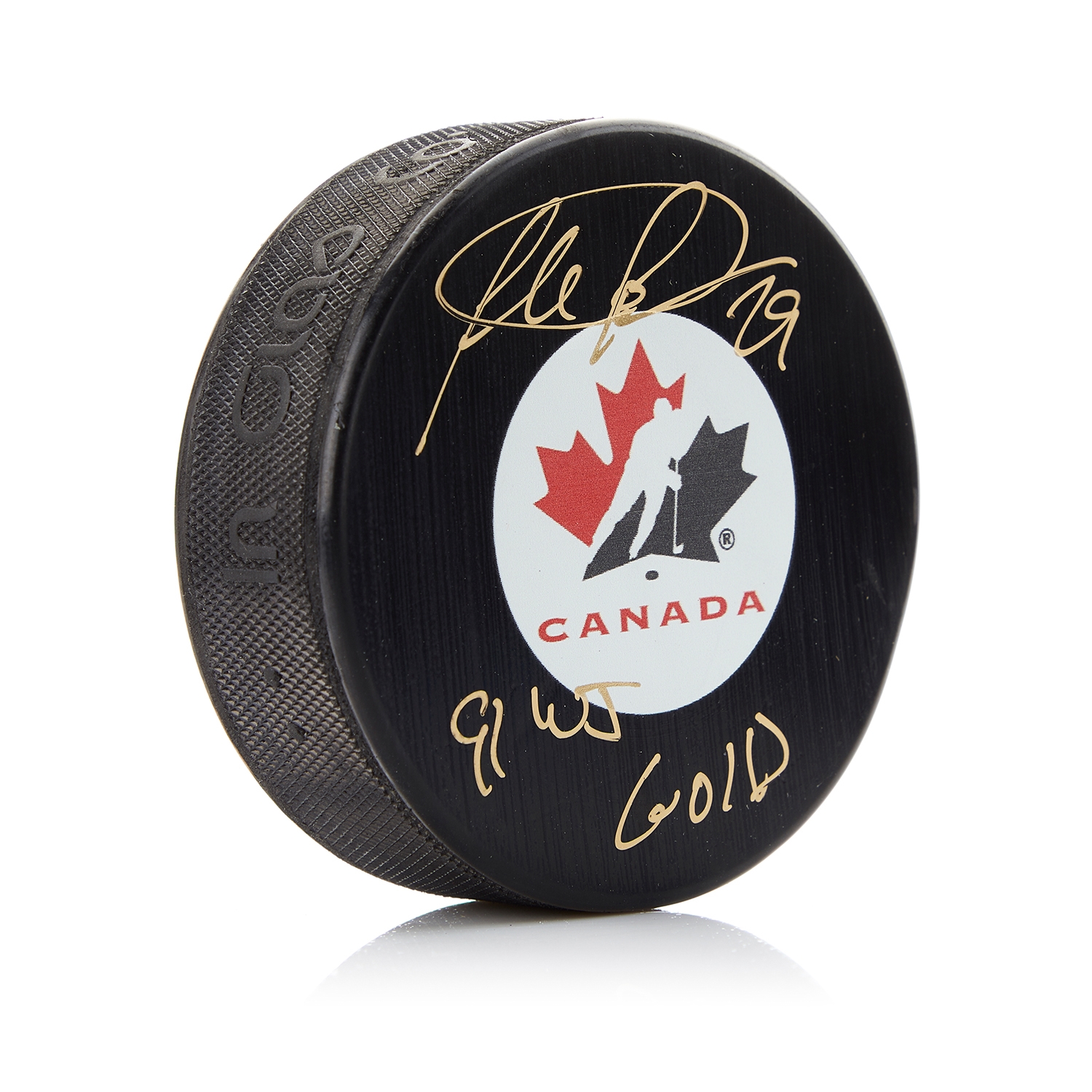 Felix Potvin Signed Team Canada Puck With WJ Gold Note