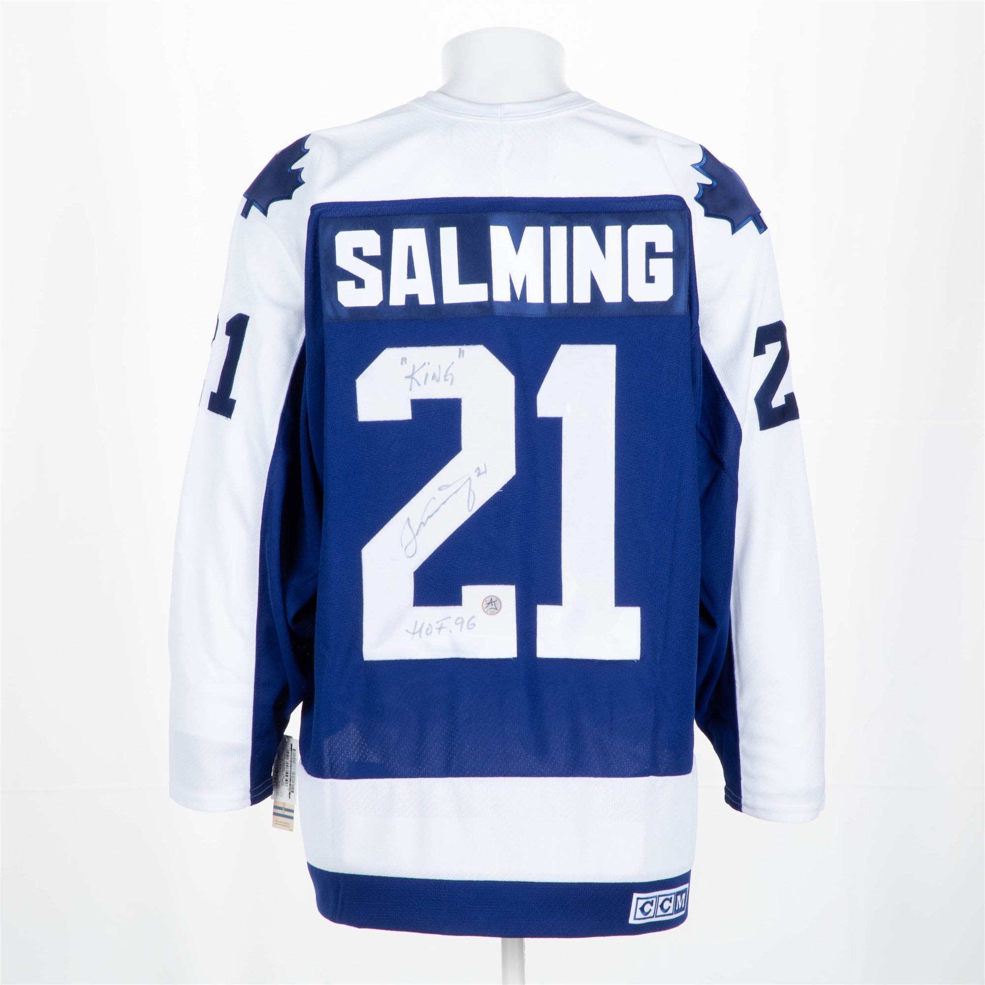 Borje Salming Signed Toronto Maple Leafs Vintage CCM Jersey with Notes