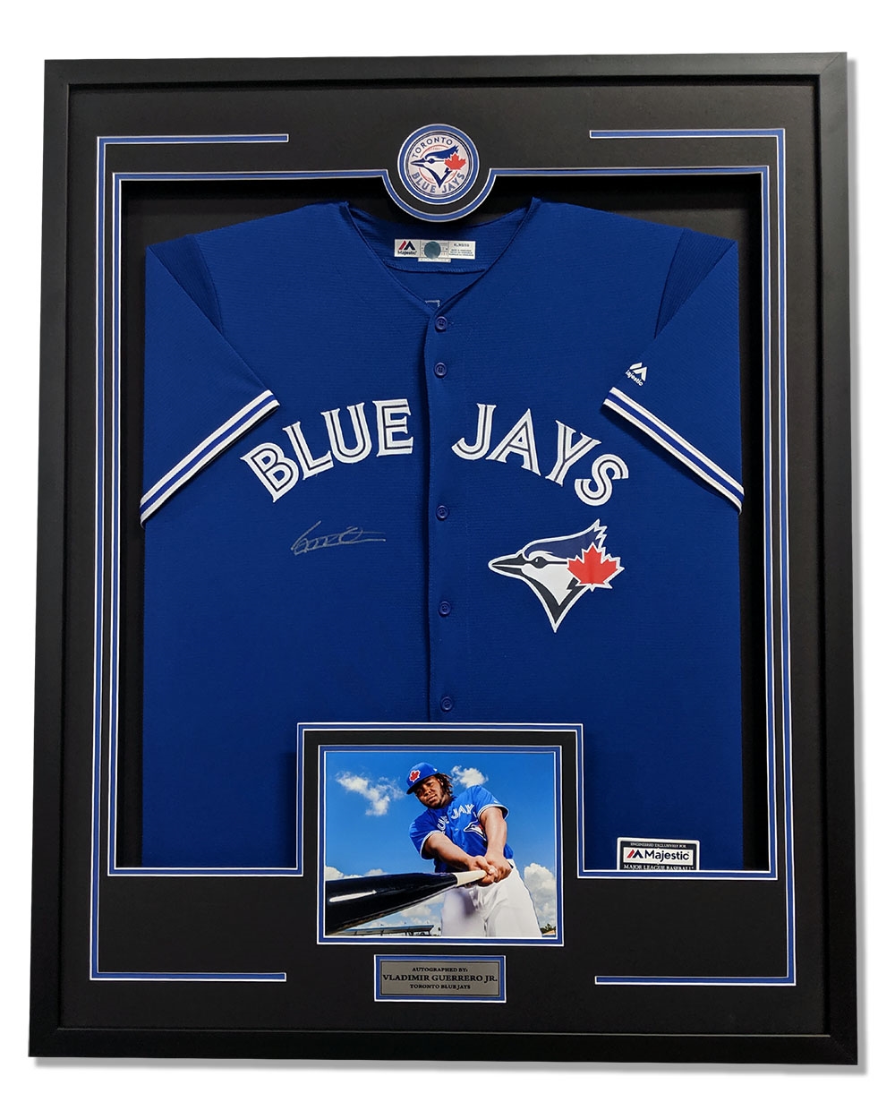 Vladimir Guerrero Jr Signed Toronto Blue Jays 36x44 Jersey Frame