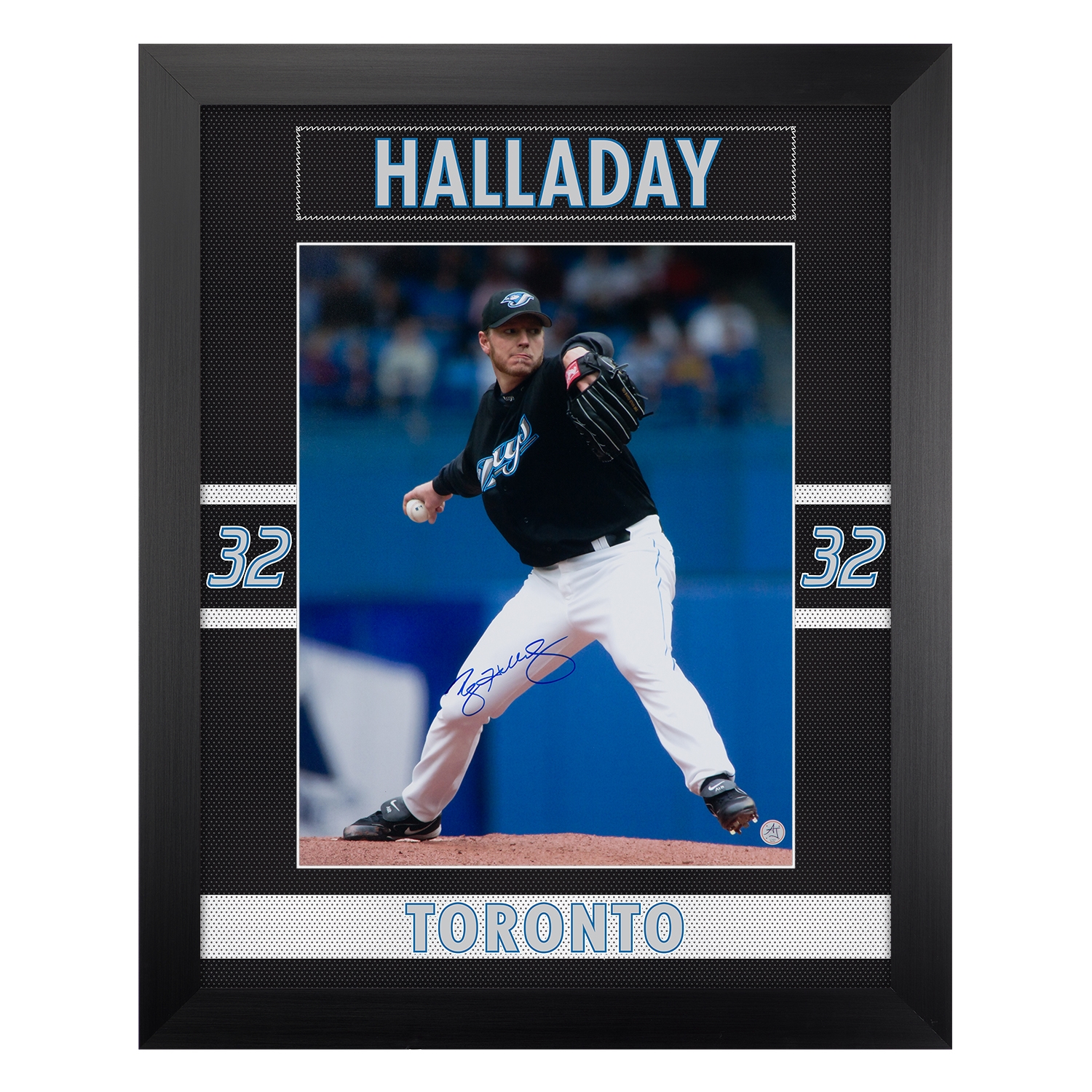 Roy Halladay Signed Toronto Blue Jays Uniform Graphic 26x32 Frame