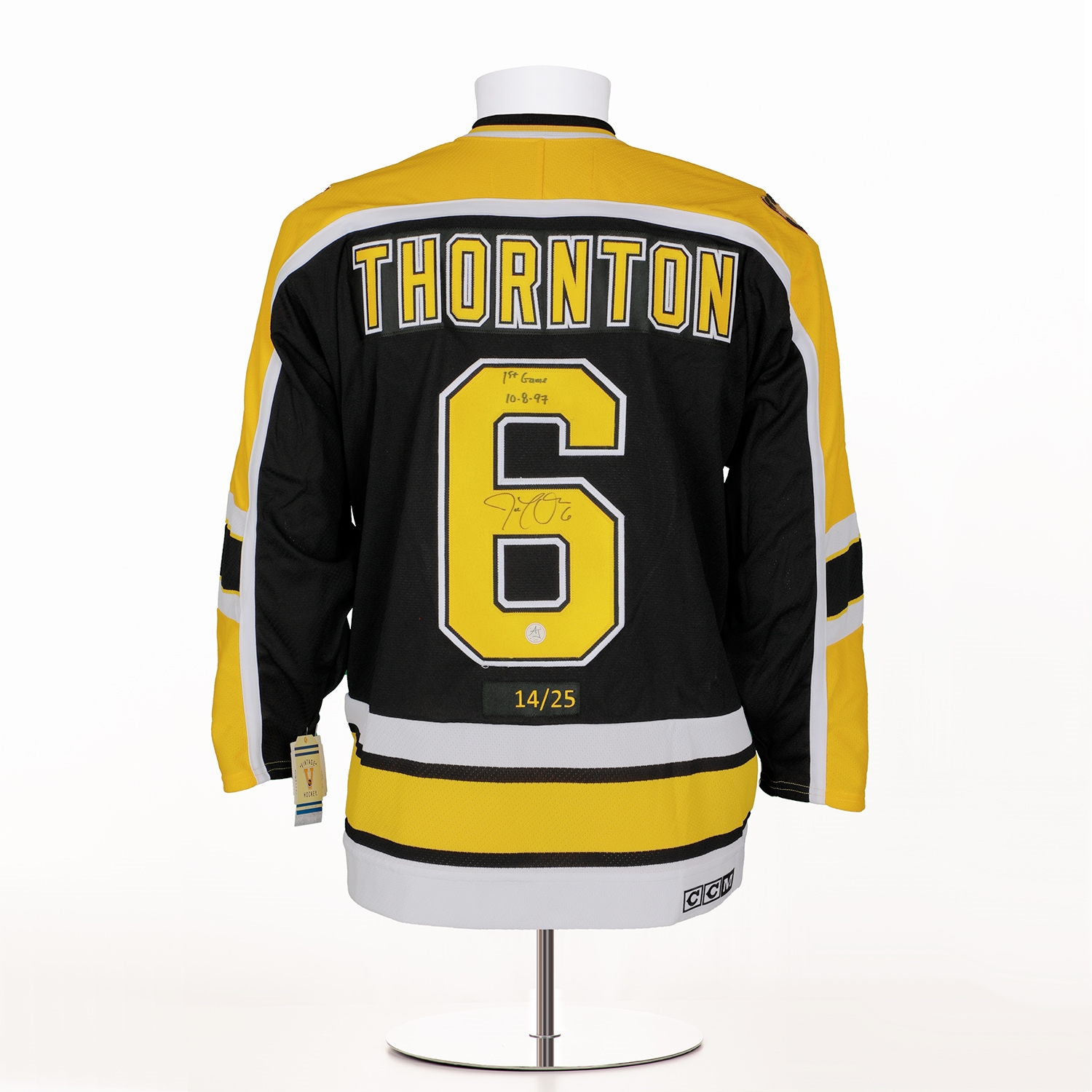 Joe Thornton Boston Bruins Signed & Dated 1st Game Vintage CCM Jersey LE 14/25