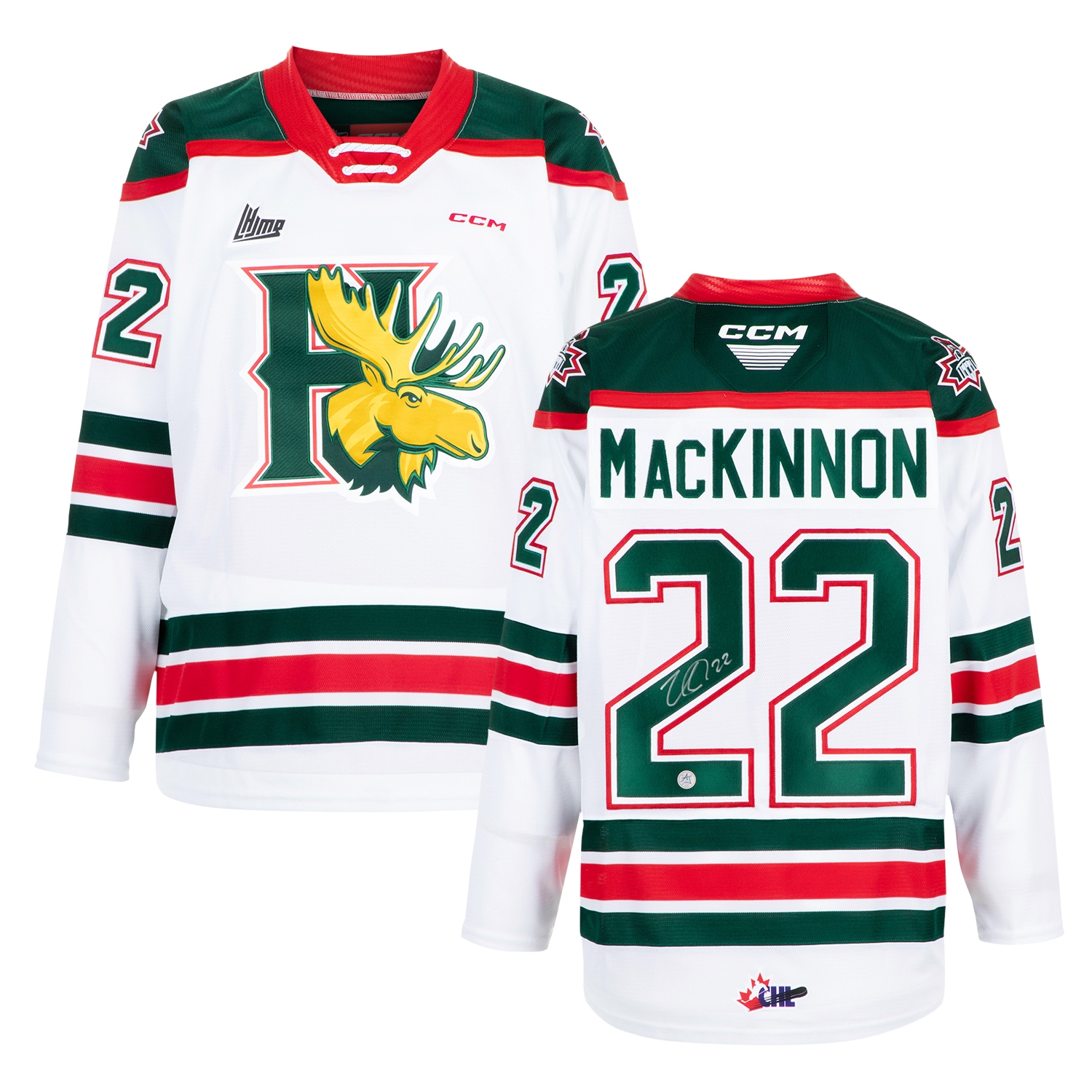 Nathan Mackinnon Autographed Halifax Mooseheads White CCM CHL Jersey