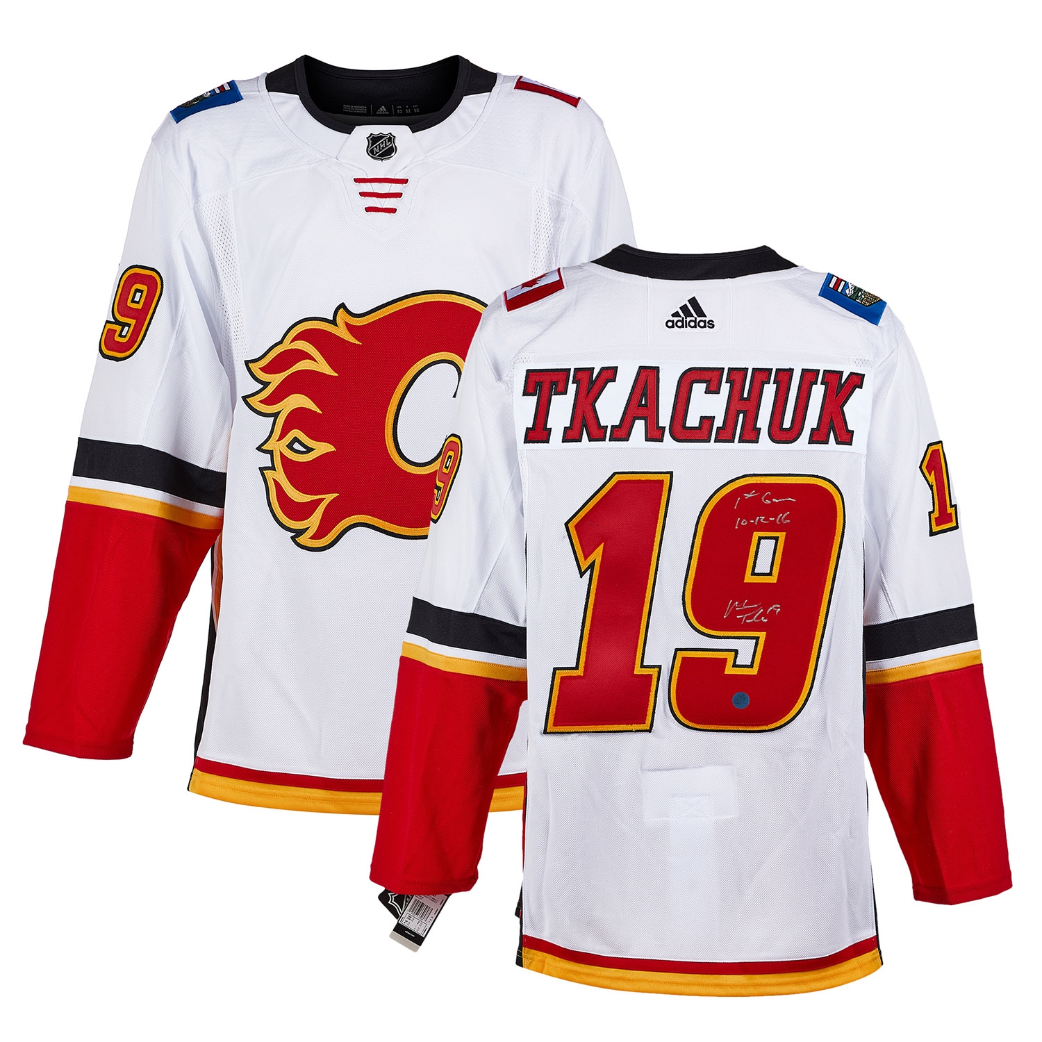 Matthew Tkachuk Calgary Flames Signed & Dated 1st Game adidas Jersey