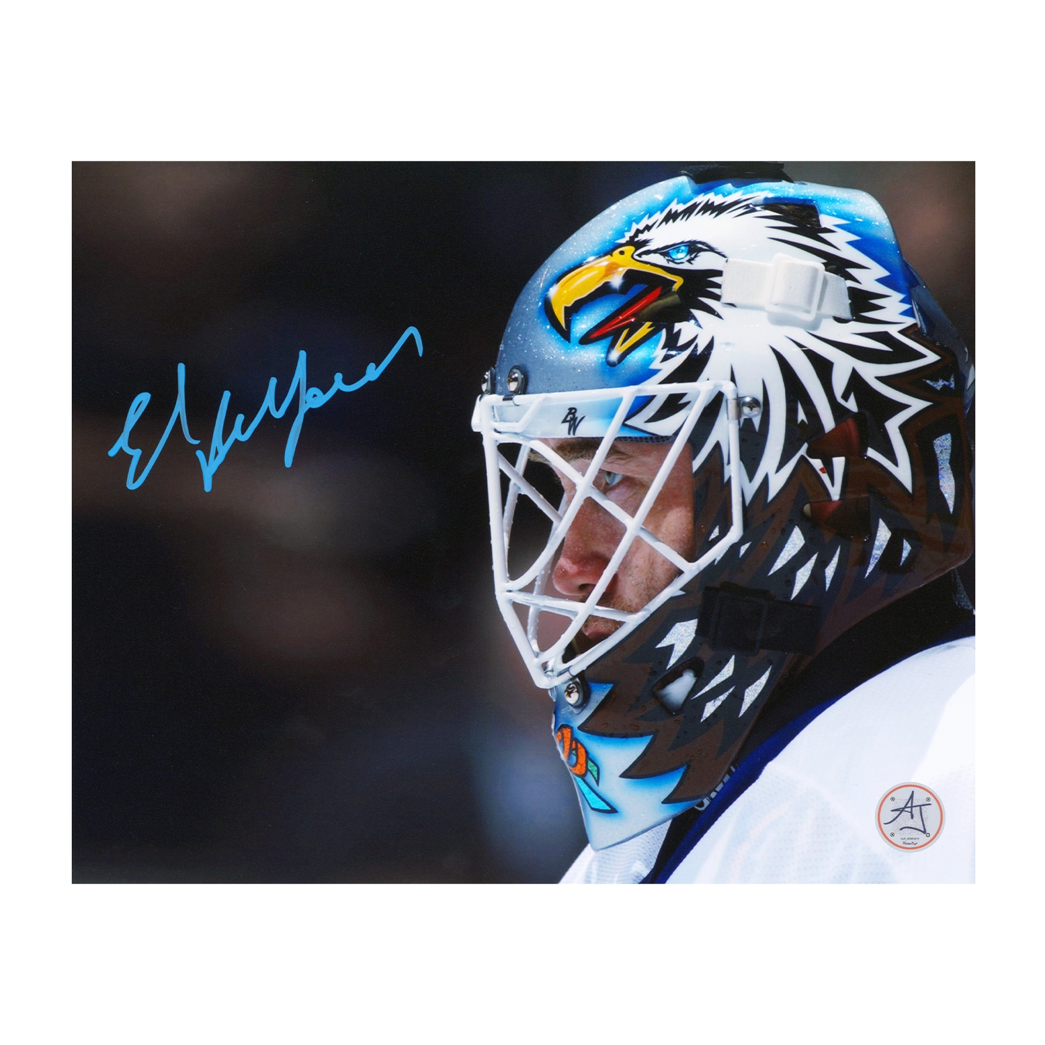 Ed Belfour Signed Toronto Maple Leafs Eagle Mask Profile 8x10 Photo