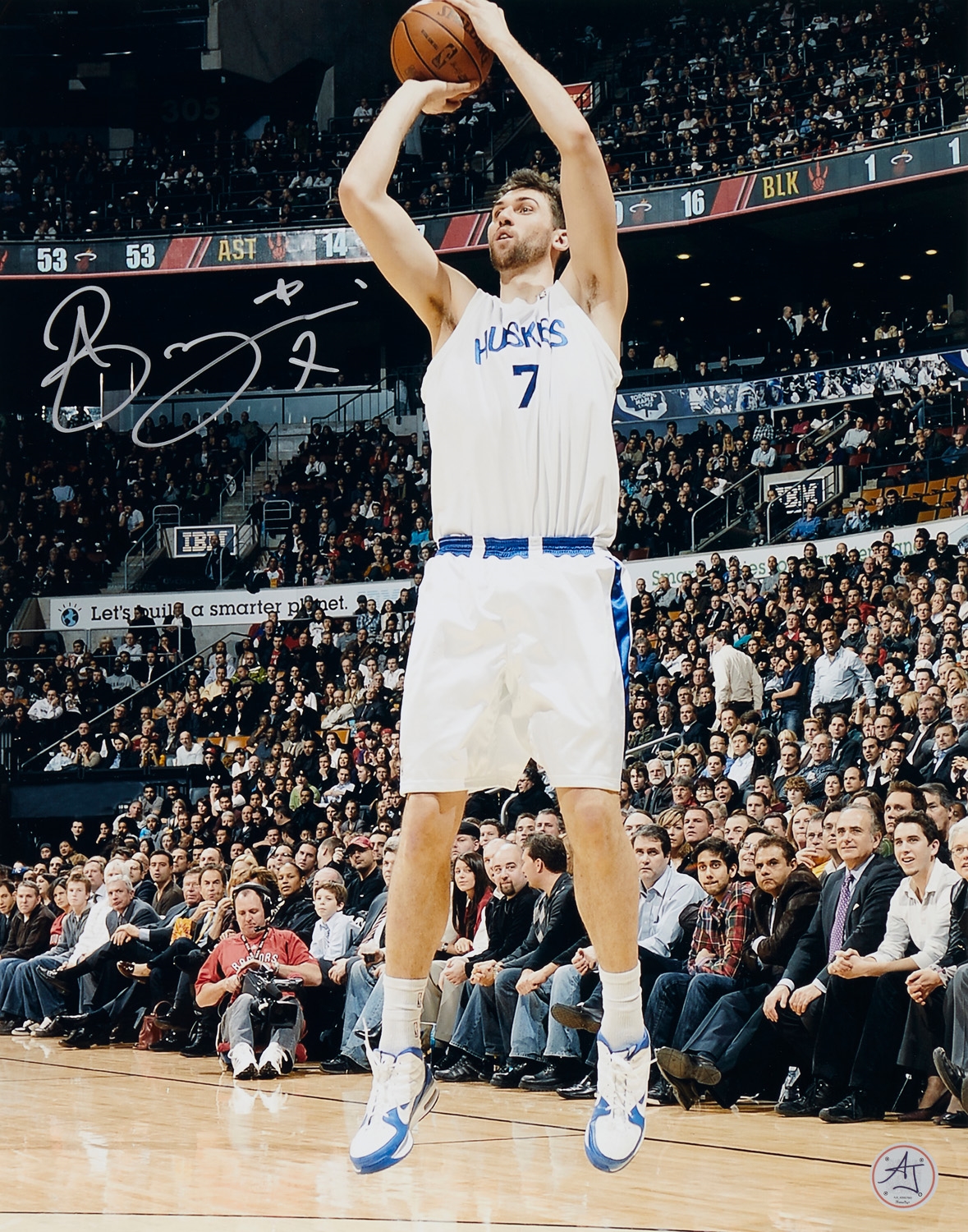 Andrea Bargnani Signed Toronto Raptors Huskies Retro 11x14 Photo