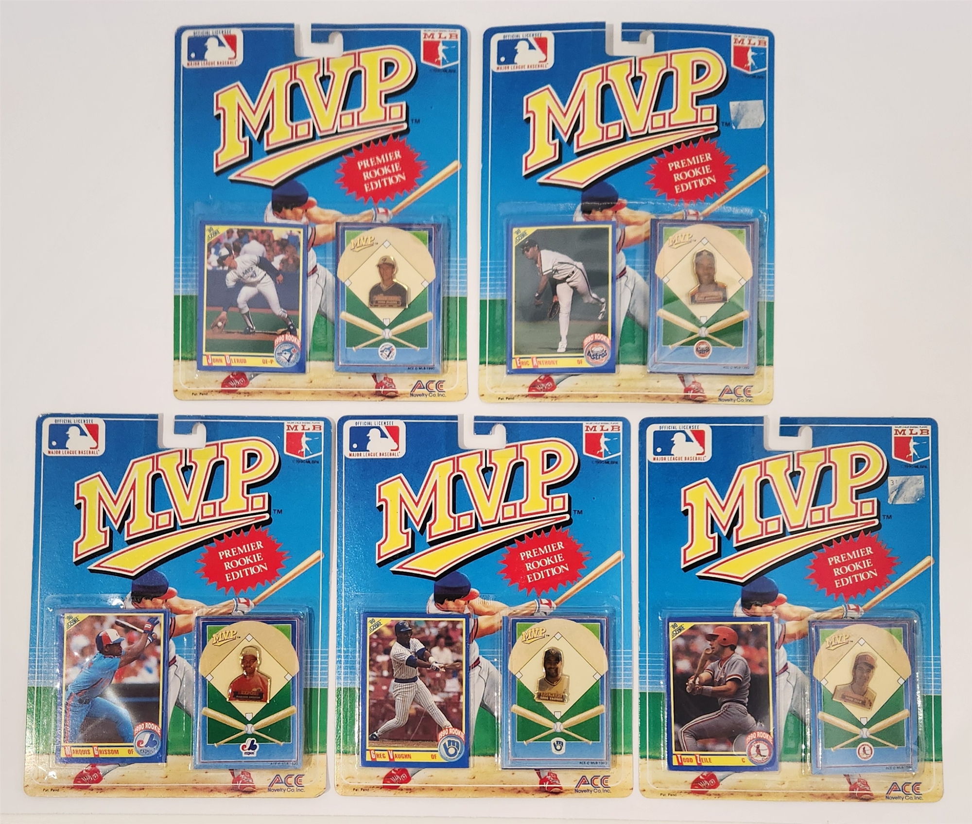 1990 MLB Baseball MVP Premier Rookie Edition Collector Pin Series Lot Of 5