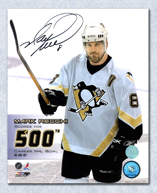 Mark Recchi Autographed Pittsburgh Penguins 500th Goal 8x10 Photo