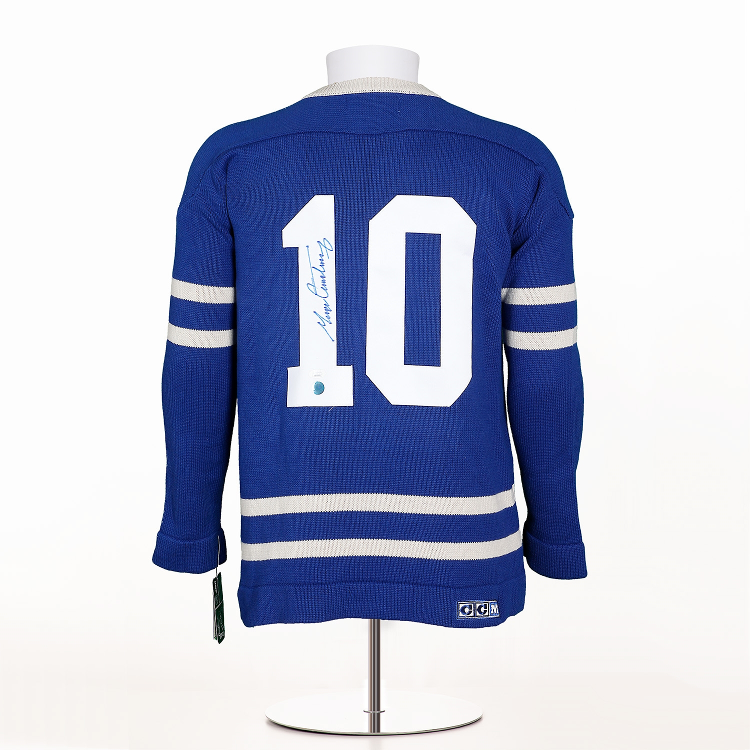 George Armstrong Signed Toronto Maple Leafs Vintage CCM Classic Hockey Sweater