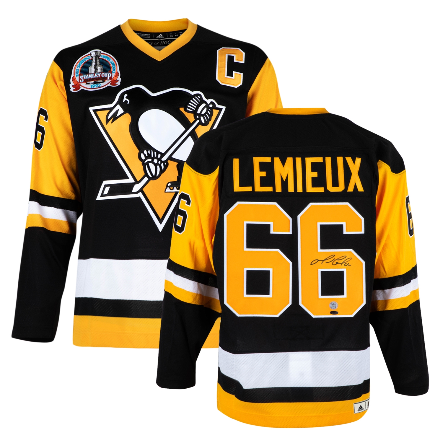 Mario Lemieux Signed Pittsburgh Penguins Stanley Cup Team Classic adidas Jersey