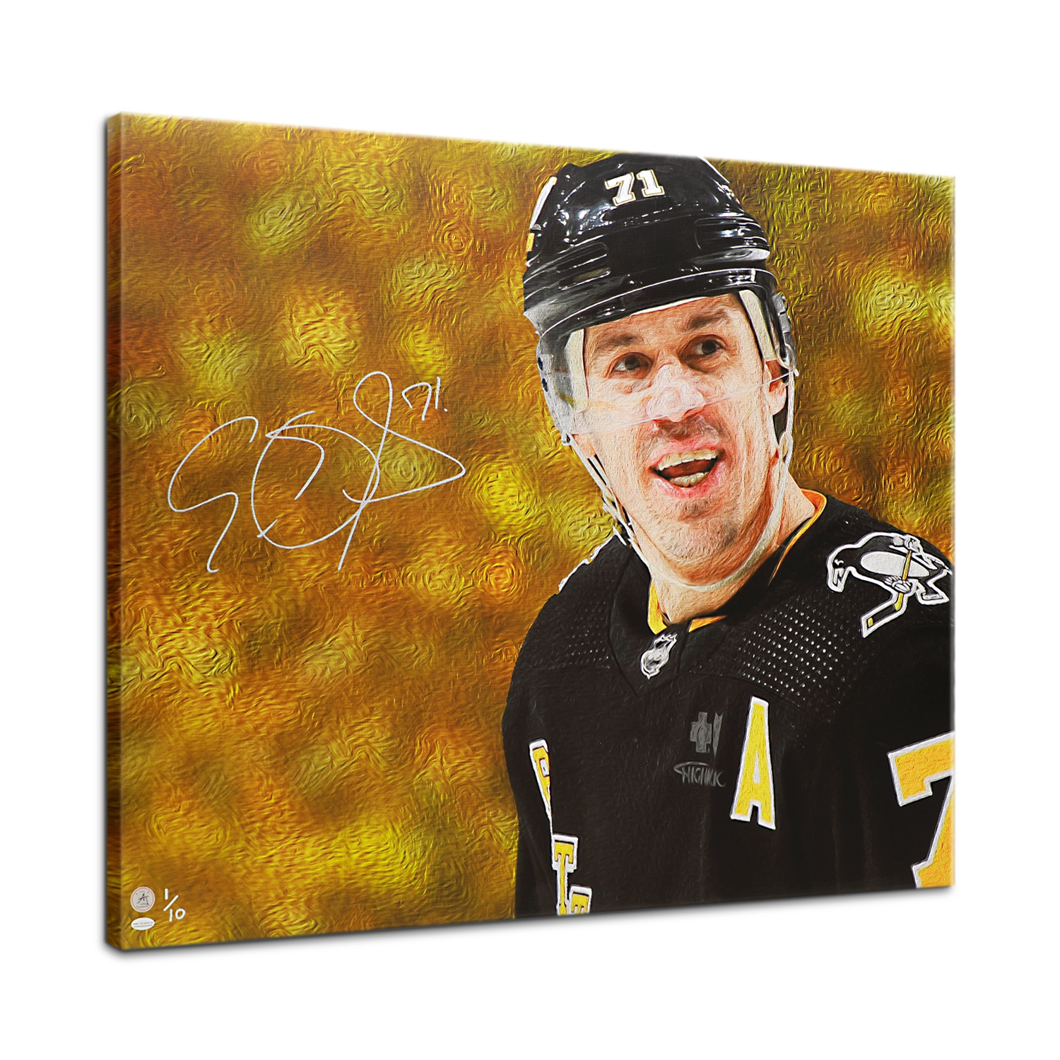 Evgeni Malkin Autographed Pittsburgh Hockey Profile 26x32 Art Canvas #1/10