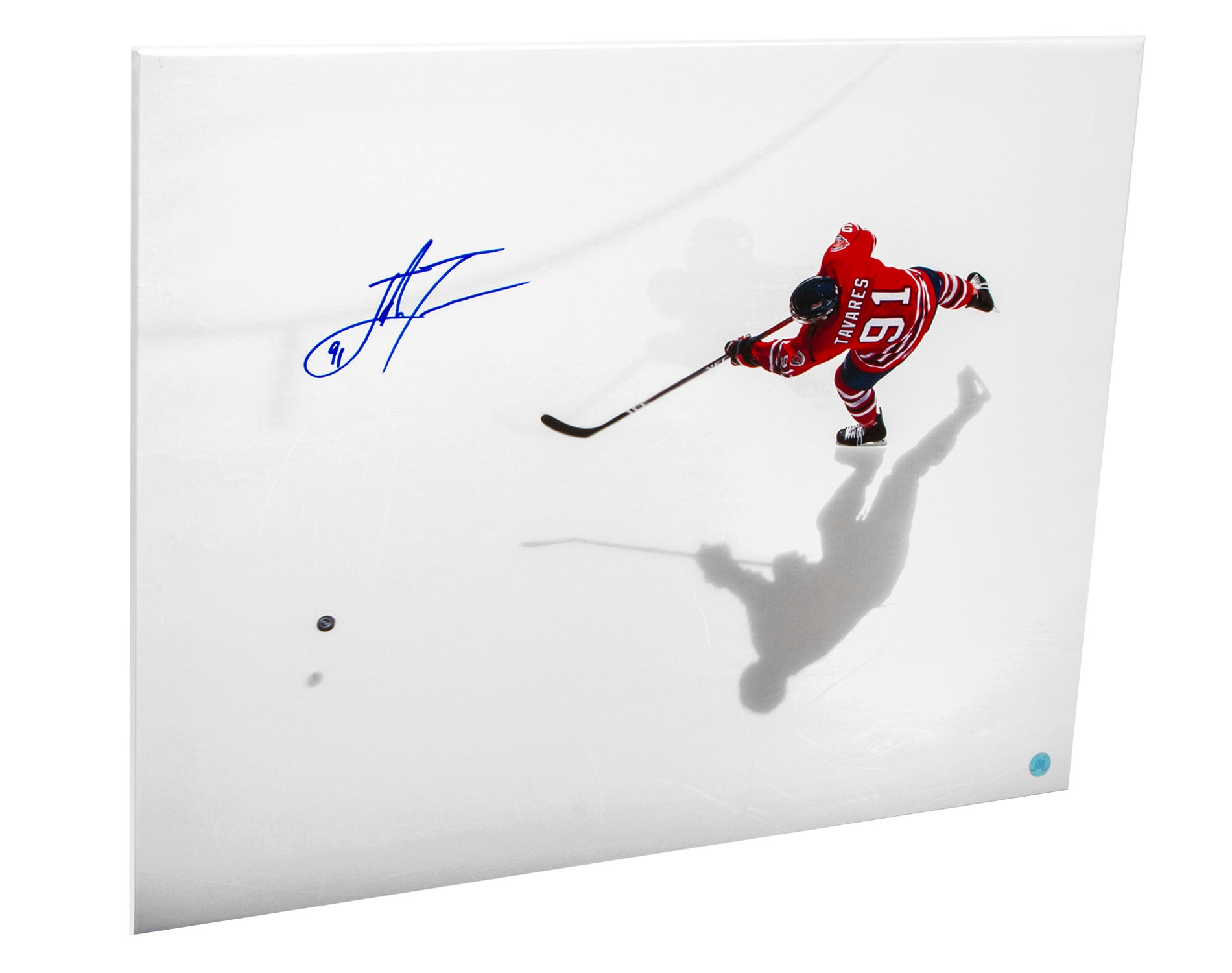 John Tavares Oshawa Generals Signed Overhead Slapshot 28x22 Art Canvas