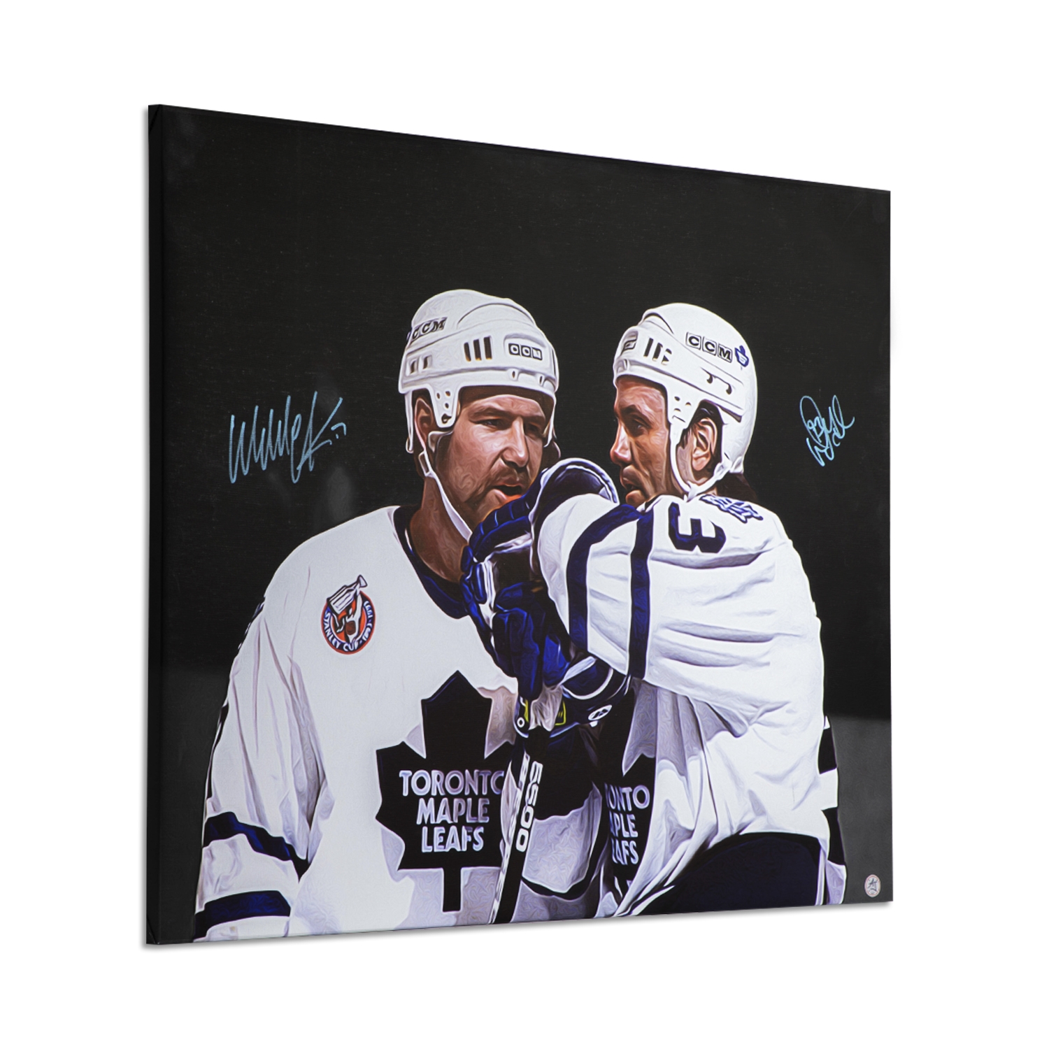 Wendel Clark & Doug Gilmour Dual Signed Toronto Hockey Portrait 26x32 Art Canvas