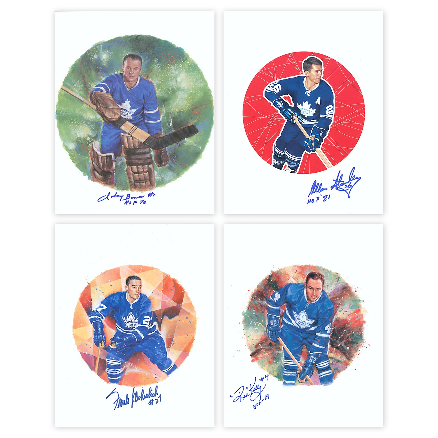 Toronto Maple Leafs Signed Canada Post Lithograph Lot Of 4 With Mahovlich & Bower