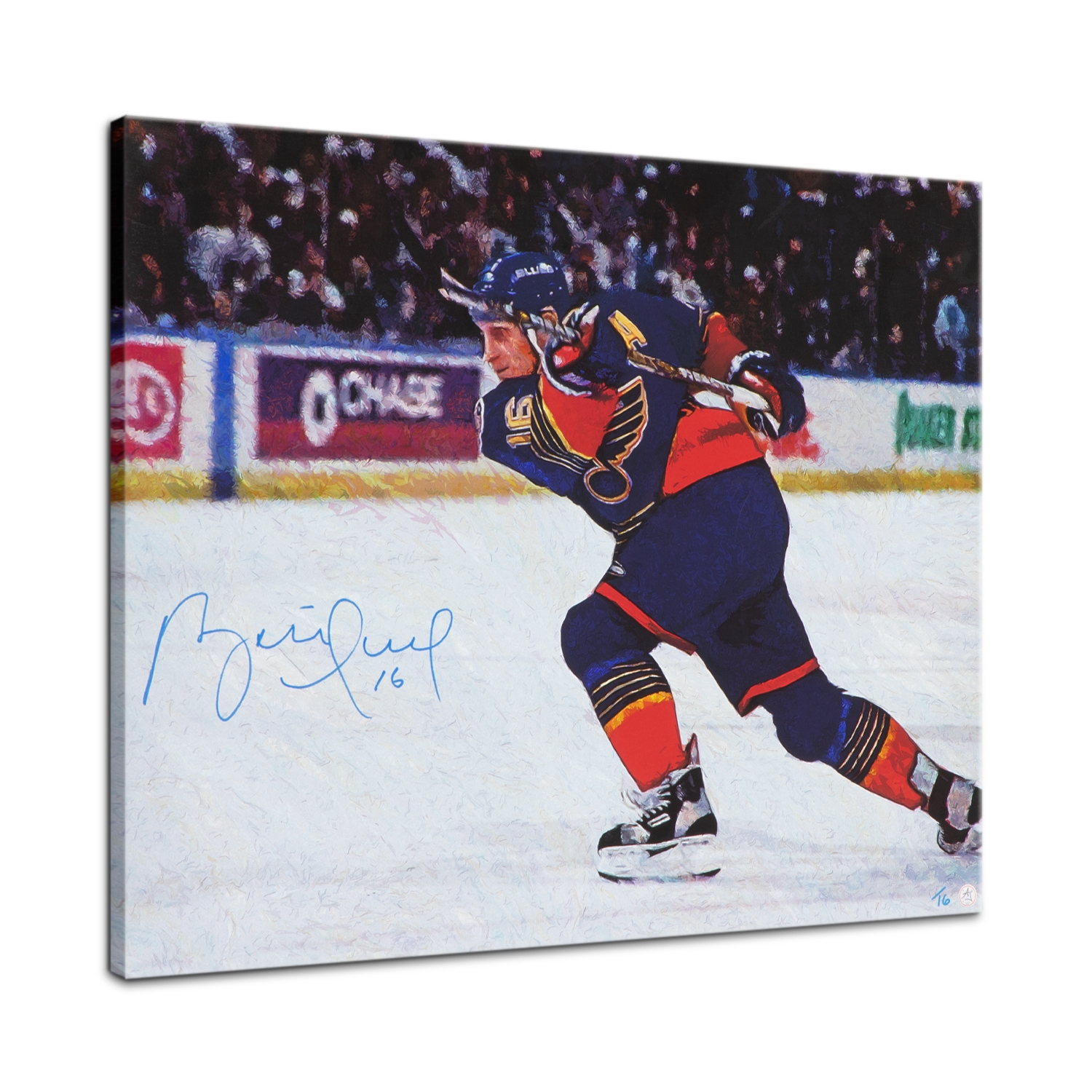 Brett Hull Signed St Louis Hockey Slapshot 26x32 Art Canvas #/16