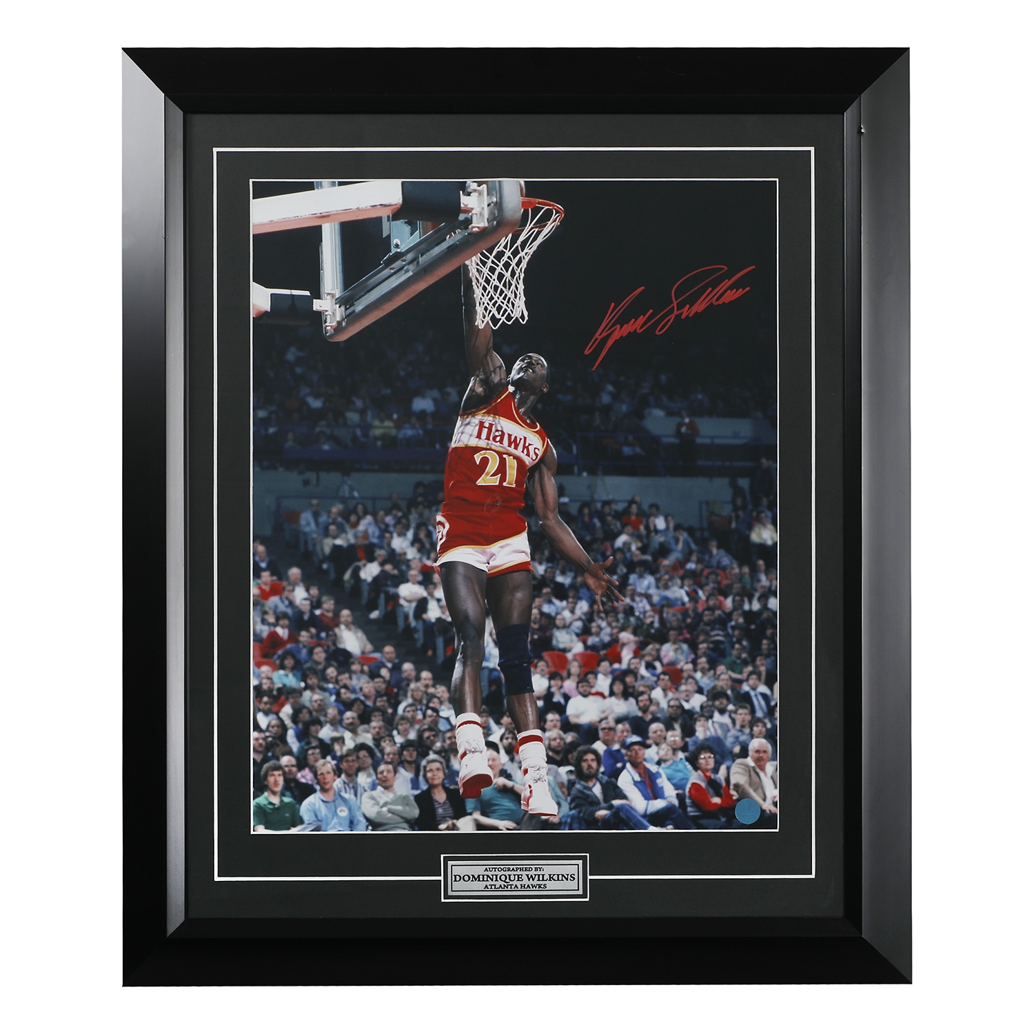 Dominique Wilkins Atlanta Hawks Signed Slam Dunk 24x28 Frame