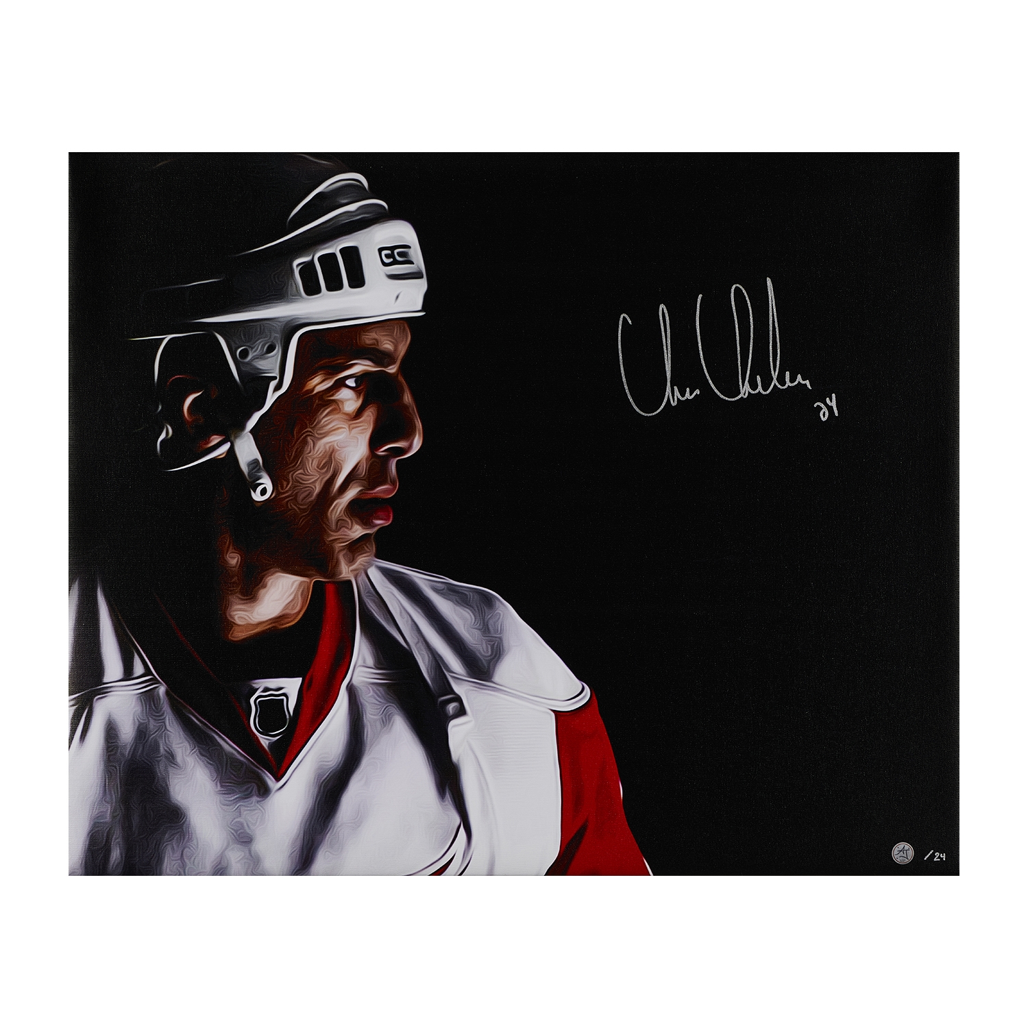 Chris Chelios Signed Detroit Hockey Profile 26x32 Art Canvas /24