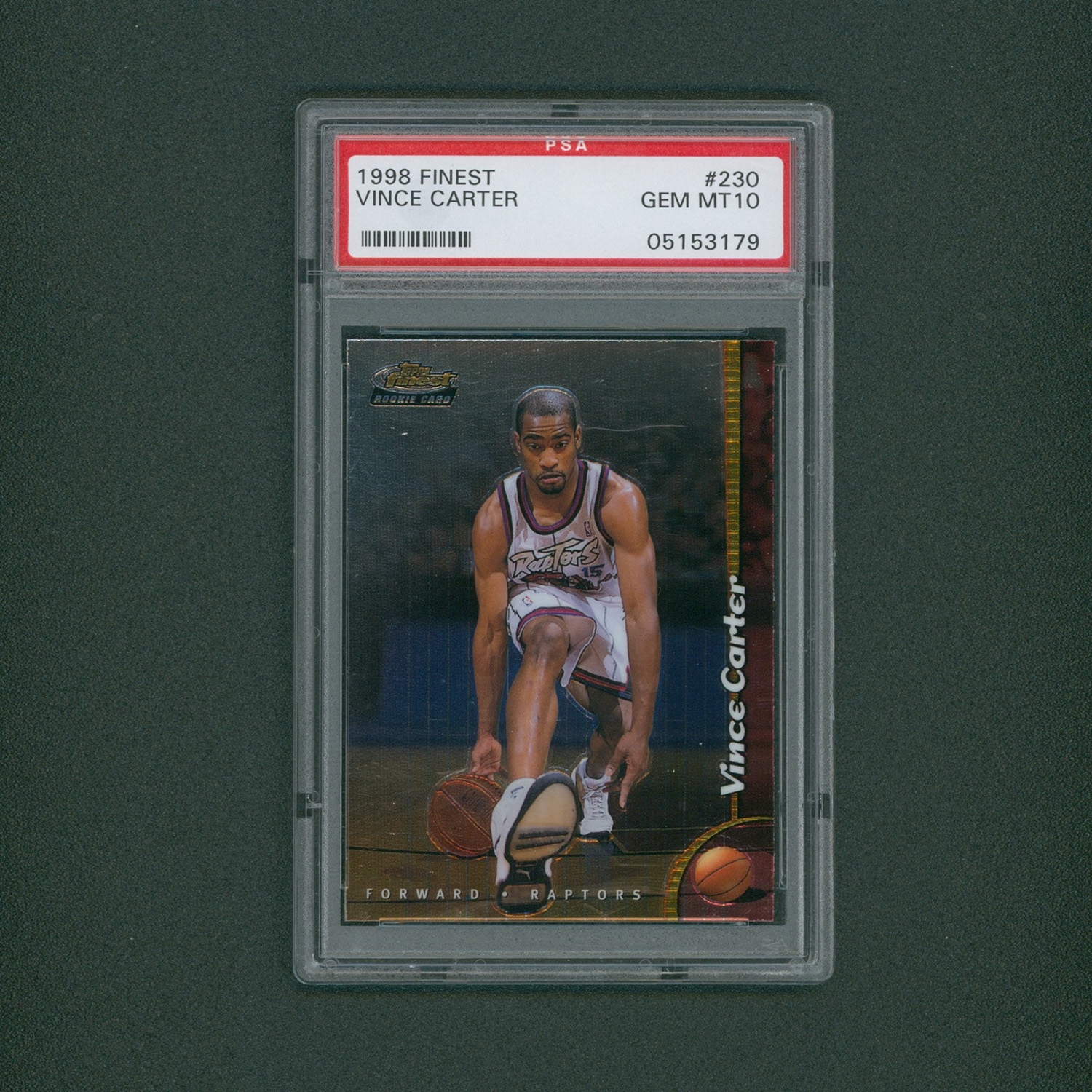 Vince Carter 1998 Topps Finest Rookie Card #230 Graded PSA 10 Gem Mint