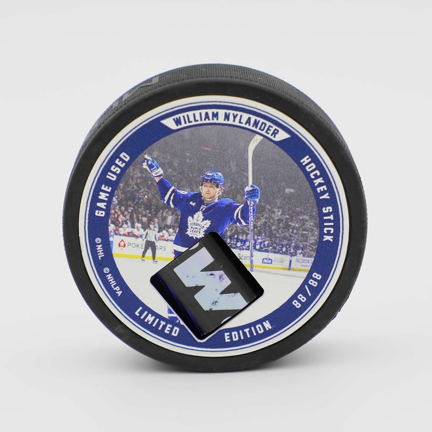 William Nylander Authentic Game Used Hockey Stick Collector Puck #88/88