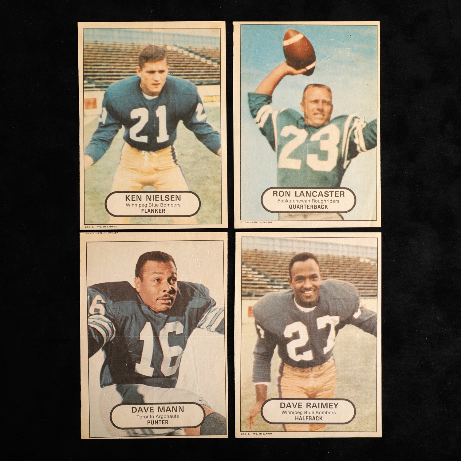 1968 O-Pee-Chee CFL Football Mini Posters Lot Of 4 With Ron Lancaster