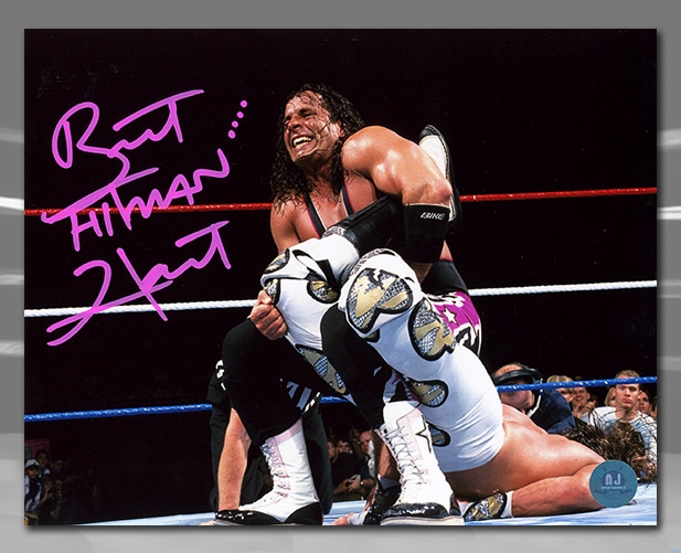 Bret Hitman Hart Autographed Sharpshooter Wrestling 8x10 Photo